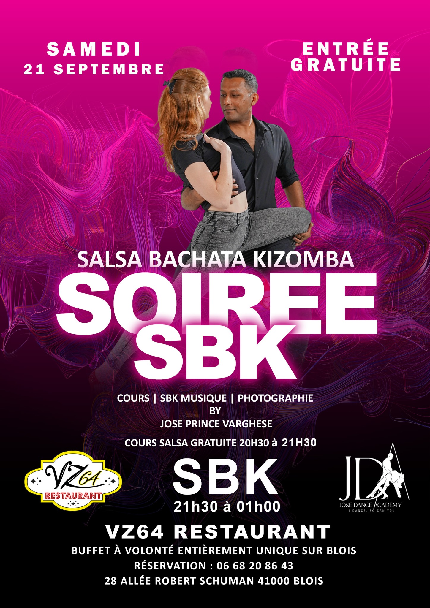 Soirées SBK Cours Salsa Gratuit SBK Music VZ64 restaurant Jose Prince Varghese