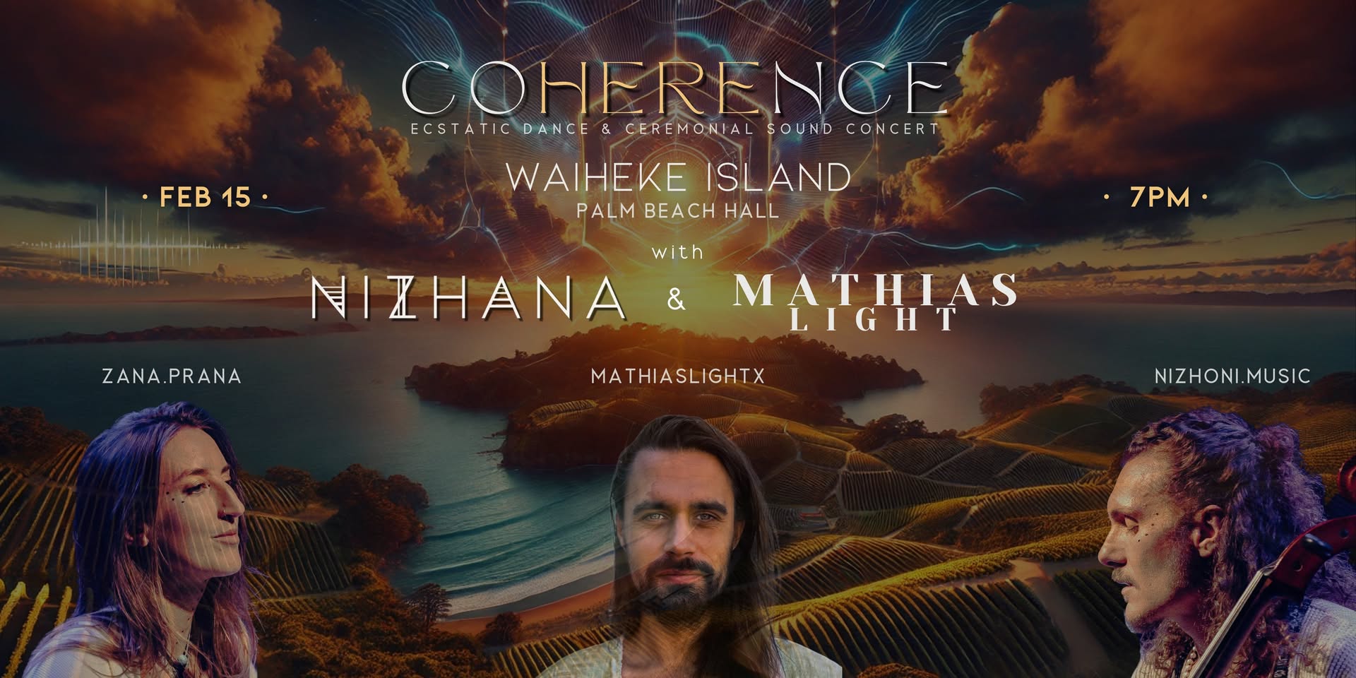 COHERENCE Waiheke - Ecstatic Dance + Ceremonial Concert w NIZHANA & Mathias Light
