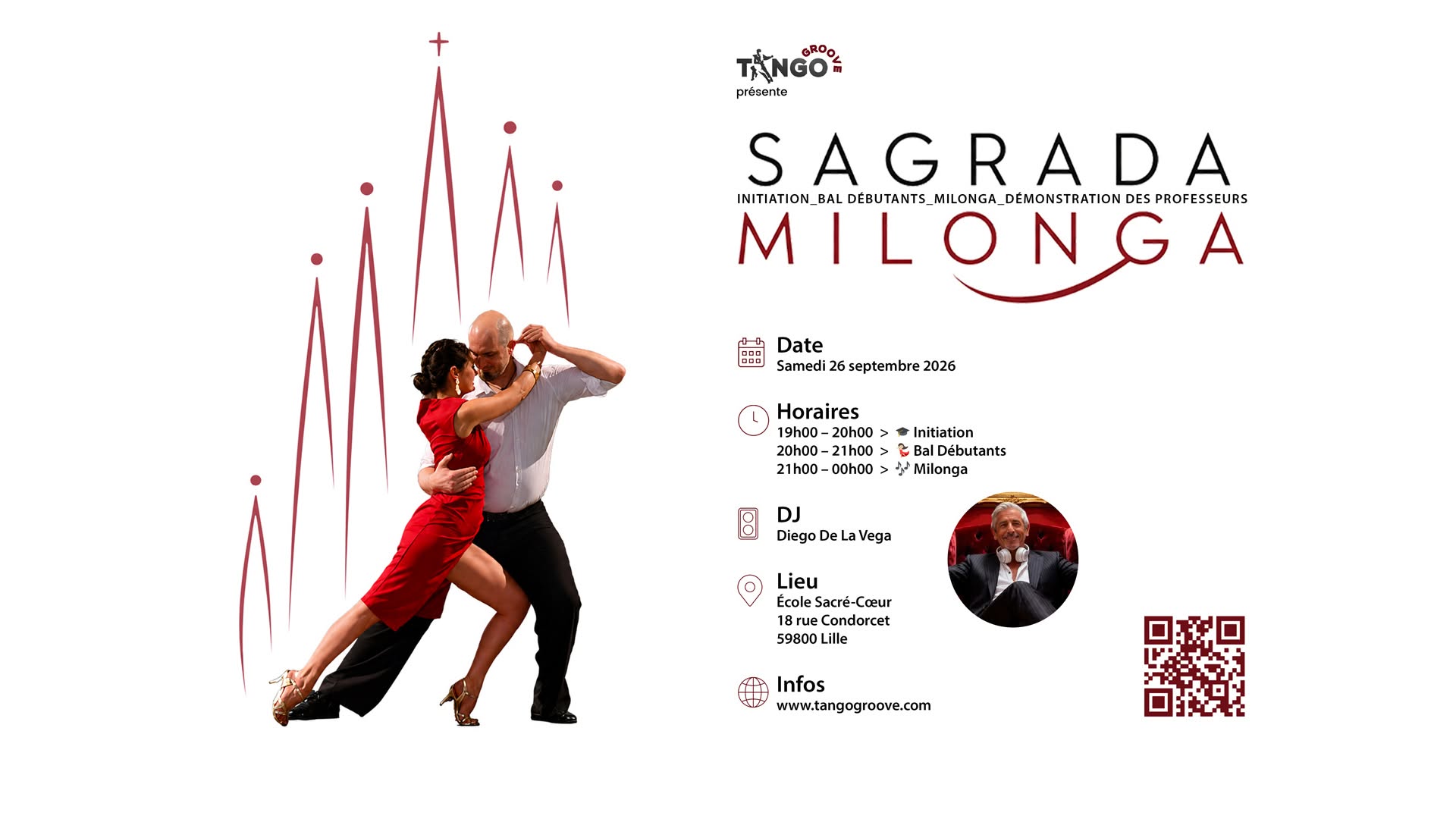 🎉 La Sagrada Milonga #2 Soirée de rentrée à Lille DJ Diego De La Vega Démo Audrey & Nicolas