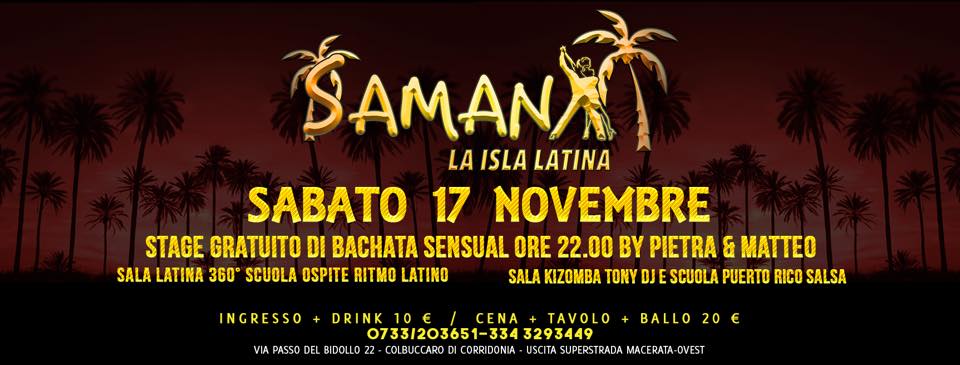 ✦Samanà Latino✦ Sabato 17 Novembre 2018