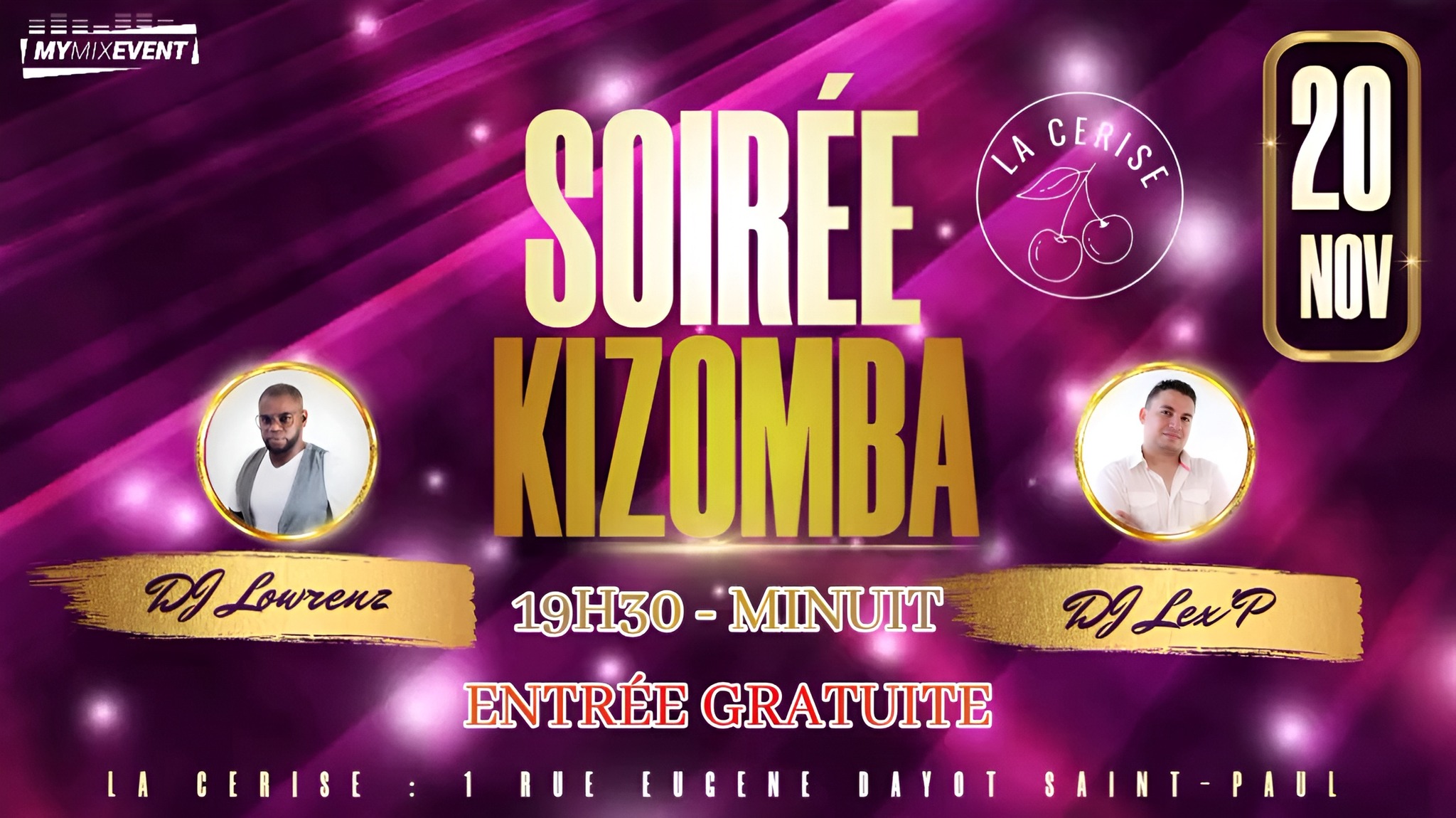 đ„ SoirĂ©e Kizomba Ă la Cerise Jeudi 20 Novembre 2025 đ„