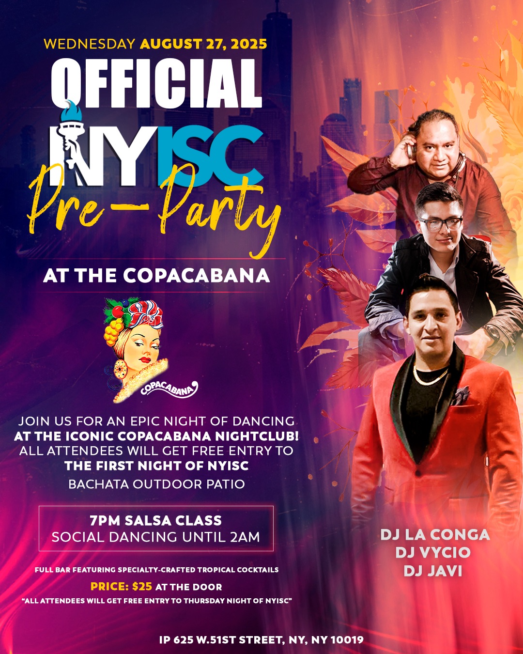 NYISC Official Pre-Party @ the CopaCabana