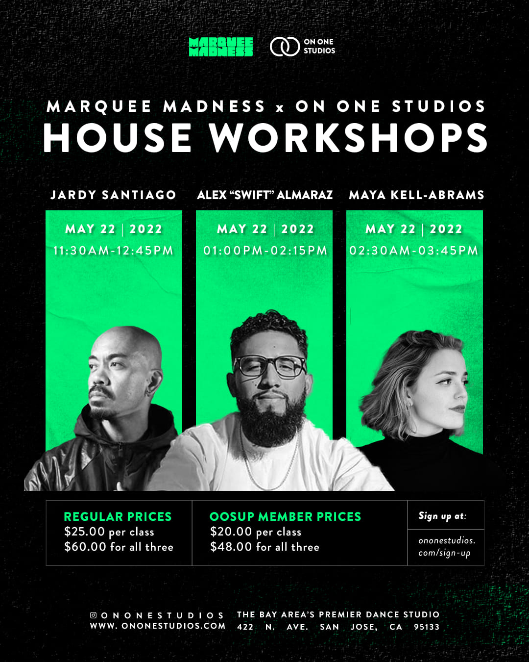 Marquee Madness House Workshops 2022