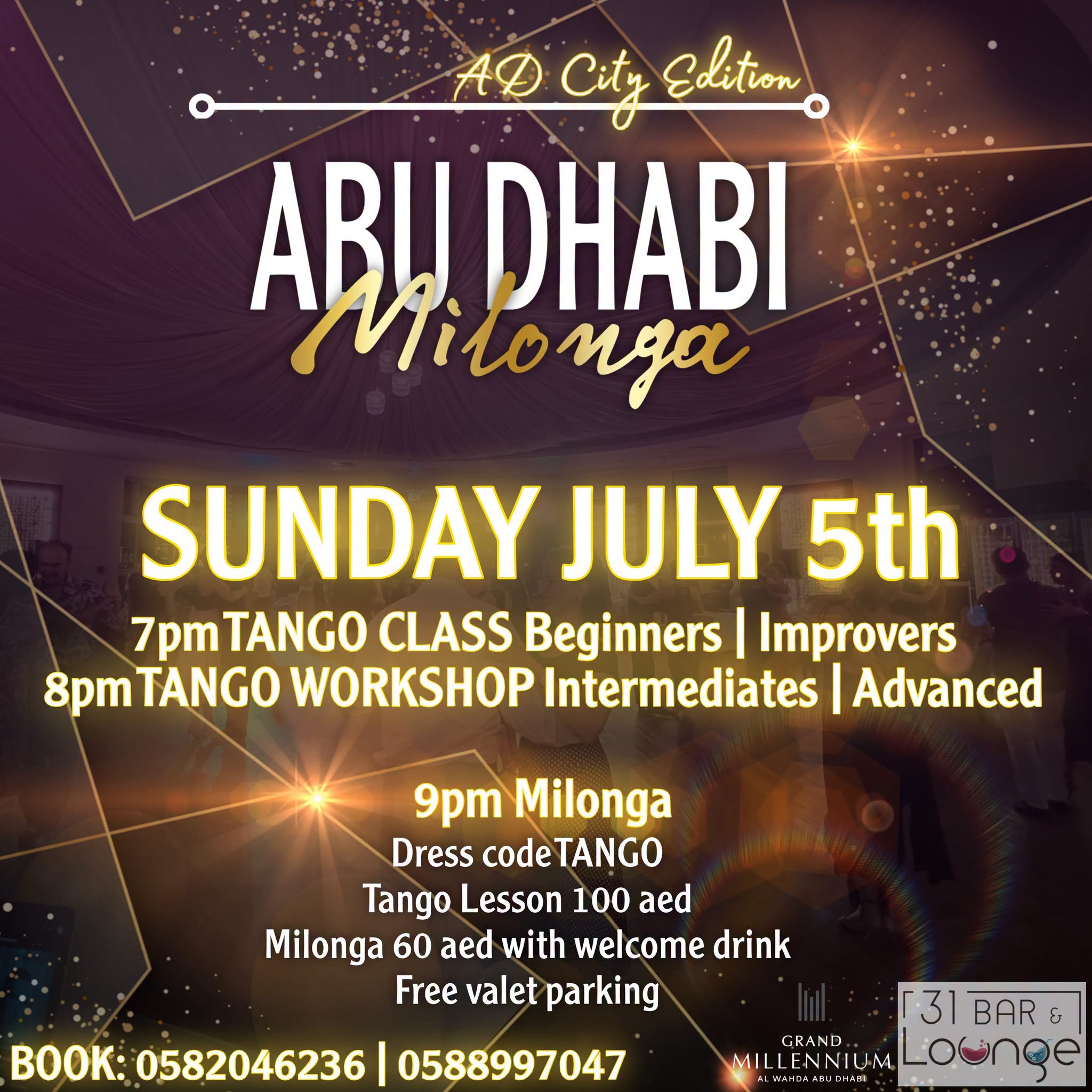 AD BIG MONTHLY MILONGA SUNDAY JULY 5th