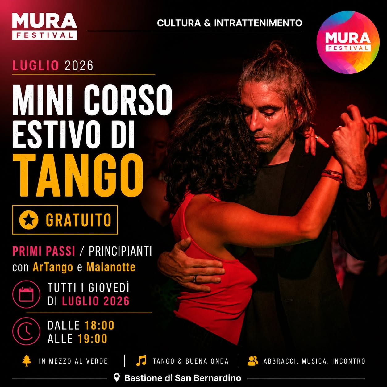 MINICORSO ESTIVO DI TANGO GRATUITO Mura Festival - VERONA