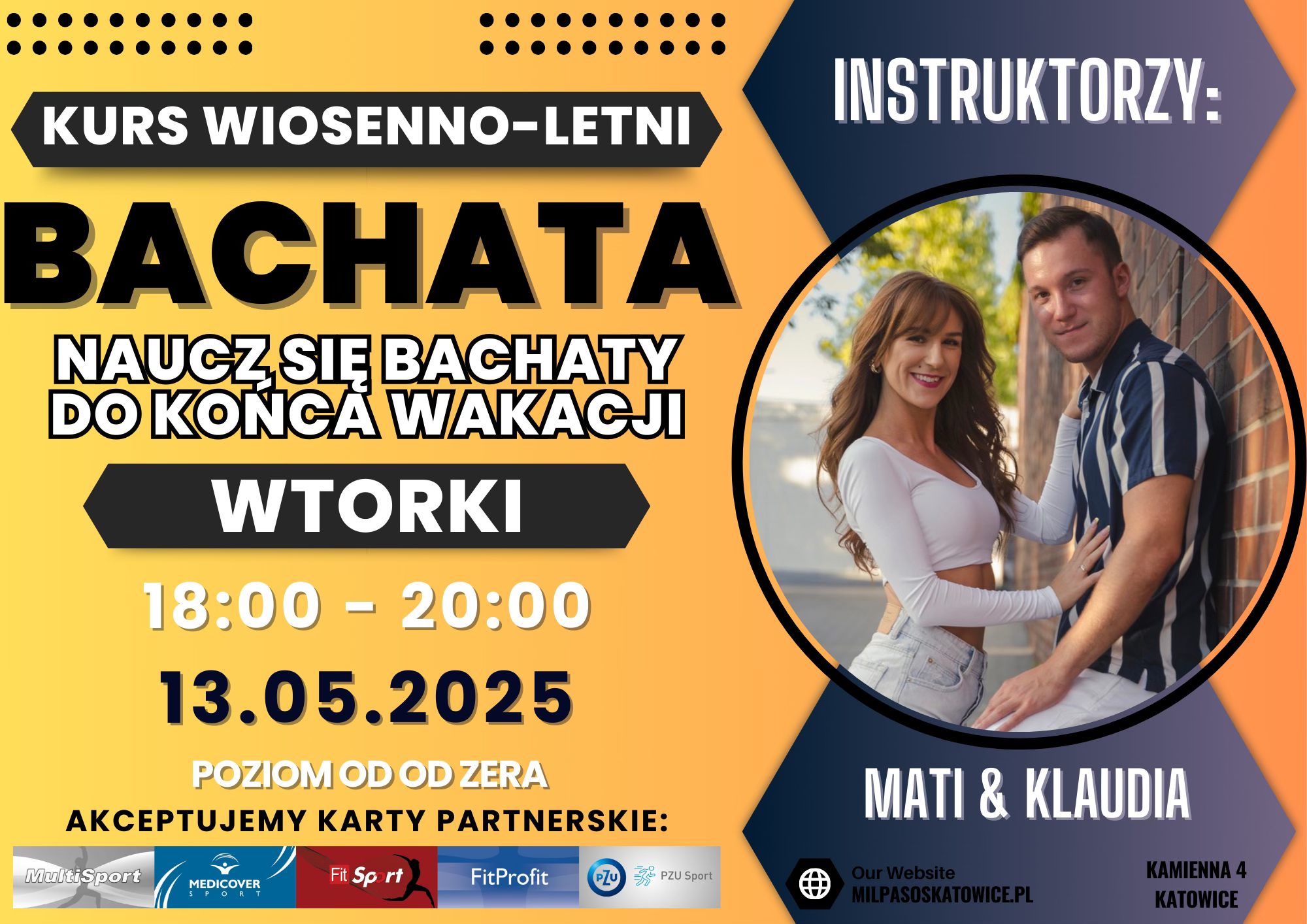 Naucz się Bachaty do końca wakacji - kurs od zera! WTORKI 18:00-20:00 - 13.05.25!