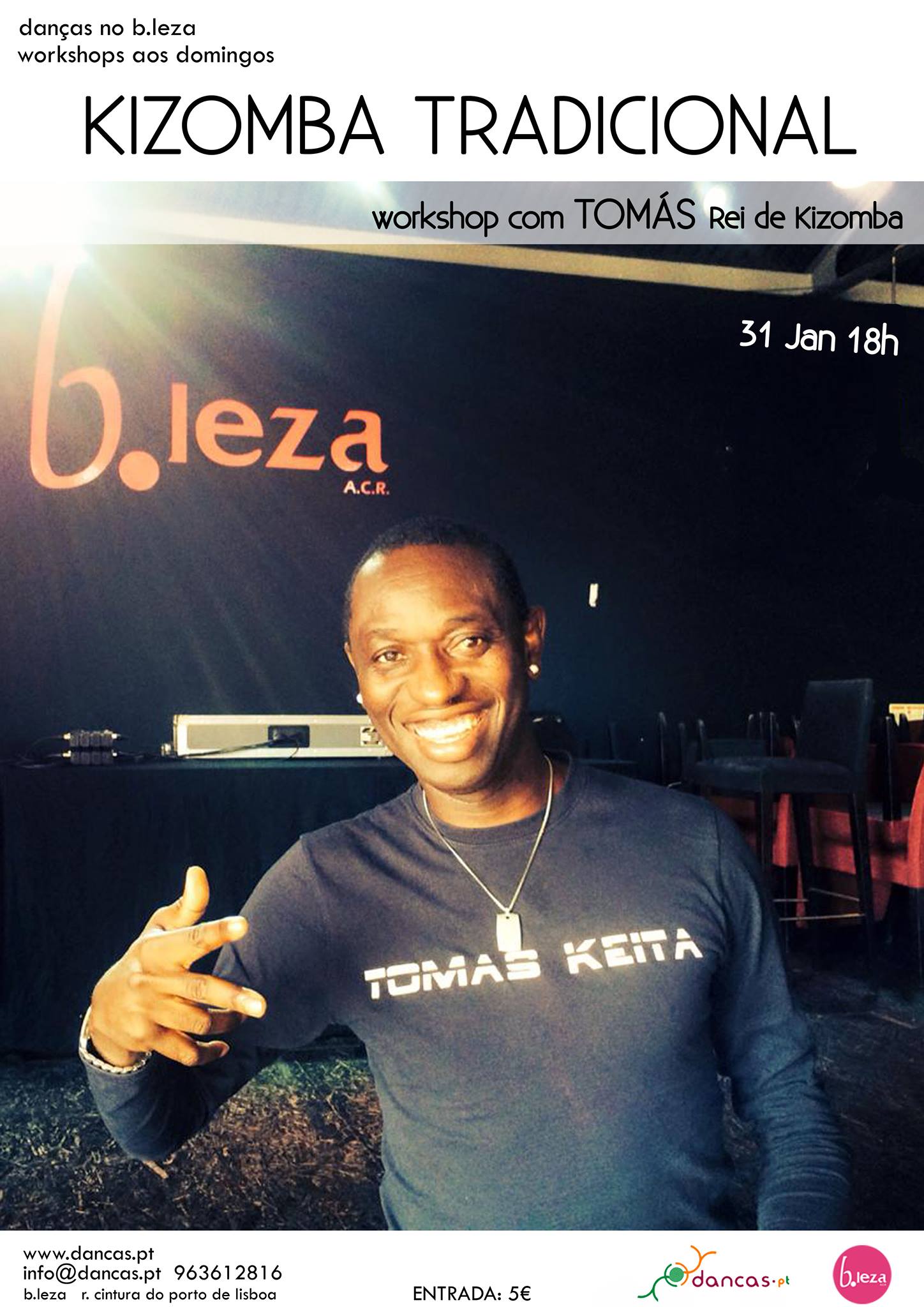 Danças no b.leza ** 31jan ** KIZOMBA TRADICIONAL ** workshop de Tomás Keita