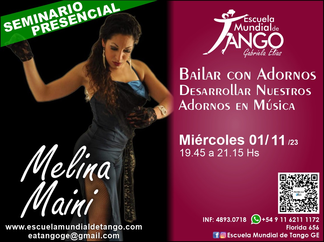 Seminario Meli Maini Bailar con Adornos y desarrollarlos en Musica el Mie 01 Nov 19:45hs a 21:15hs