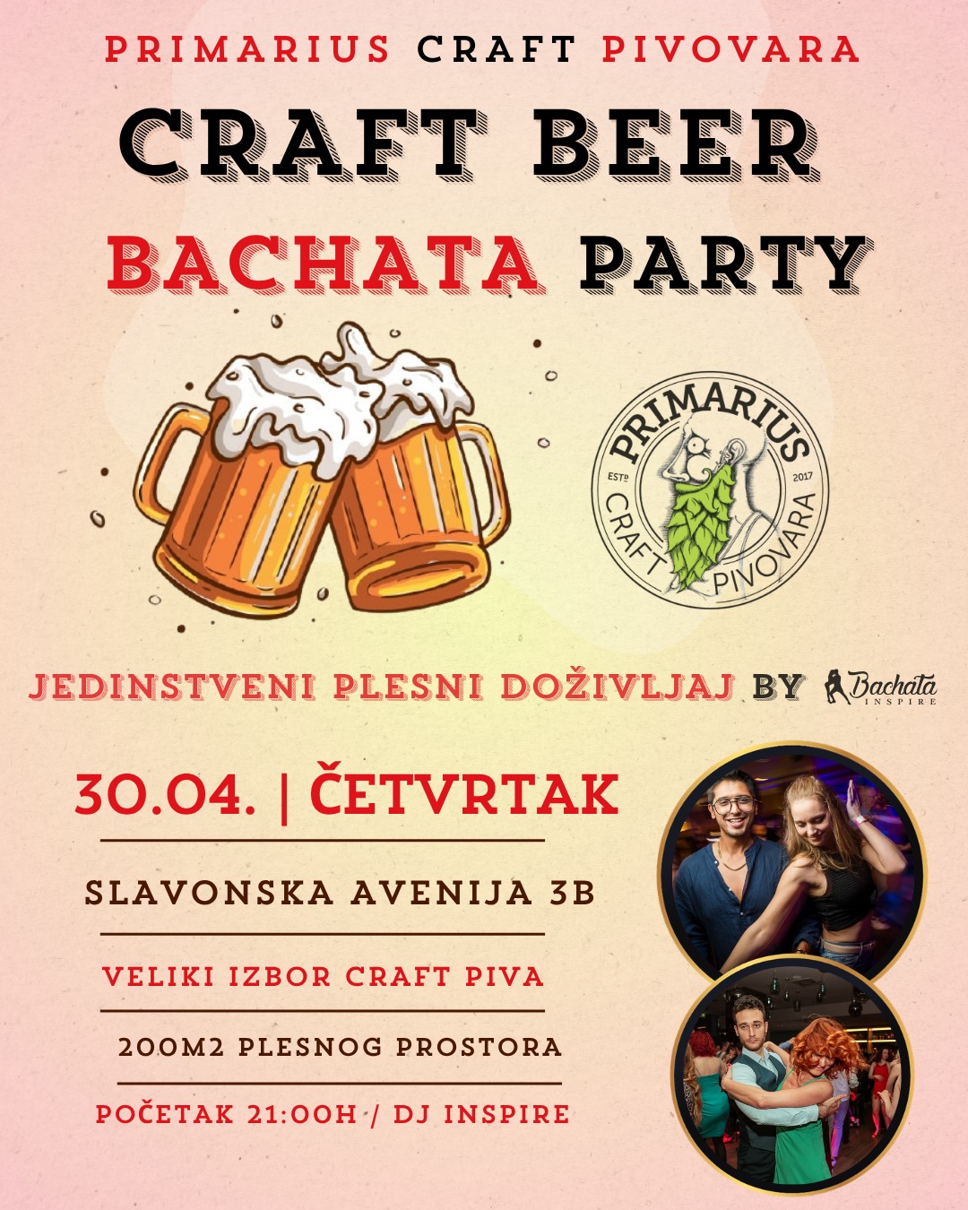 🍻💃 CRAFT BEER BACHATA PARTY 📅 30. 4. Četvrtak - Praznik rada 🔥 Jedinstveni plesni doživljaj 🔥