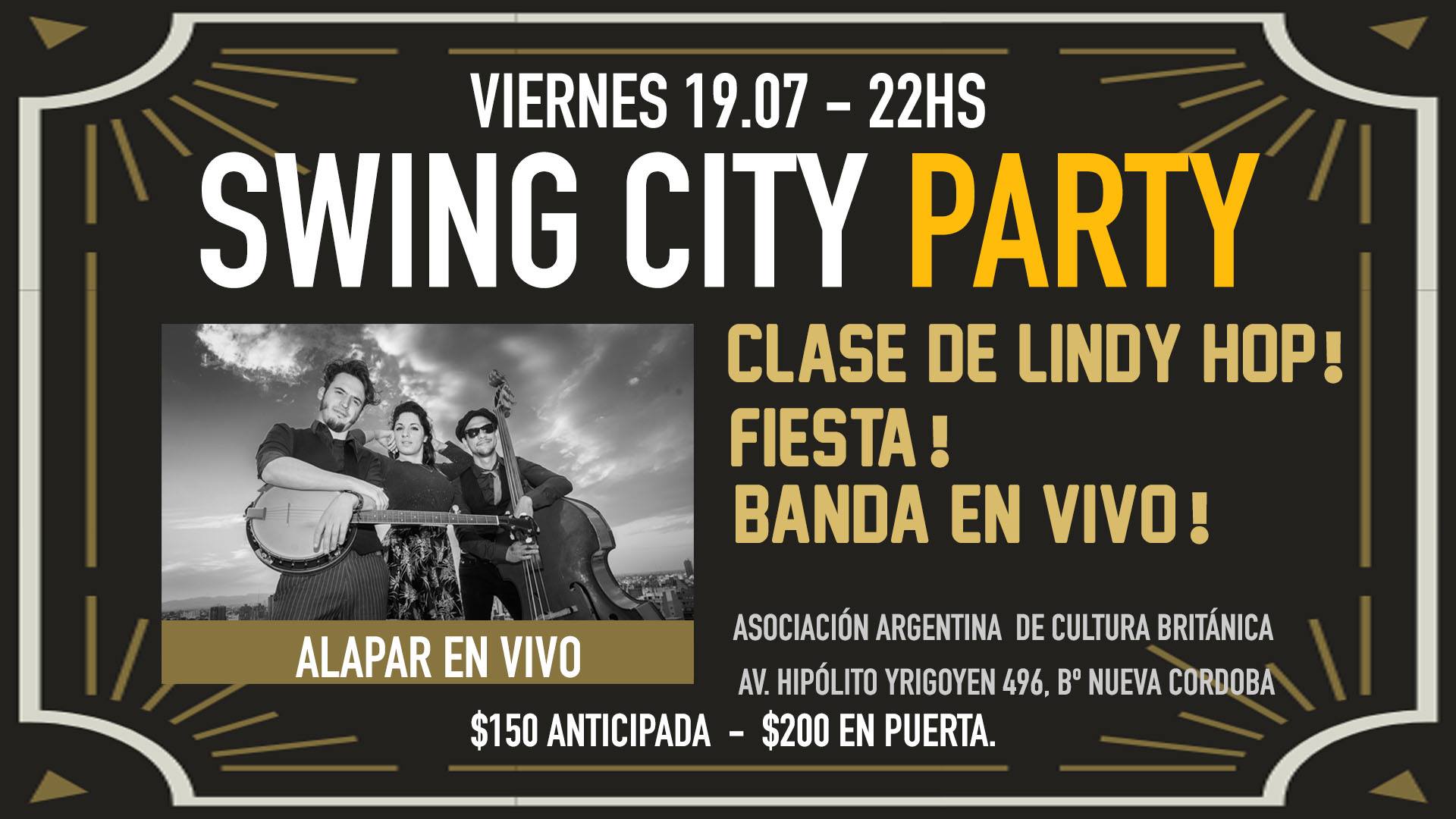 Swing City Party! Clase de Lindy Hop y Alapar en Vivo!