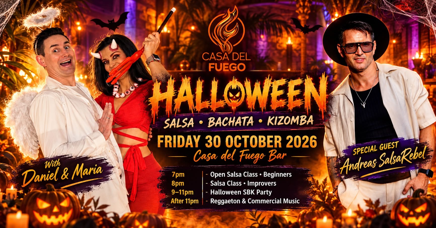 Halloween Salsa Party with Andreas SalsaRebel at Casa del Fuego!