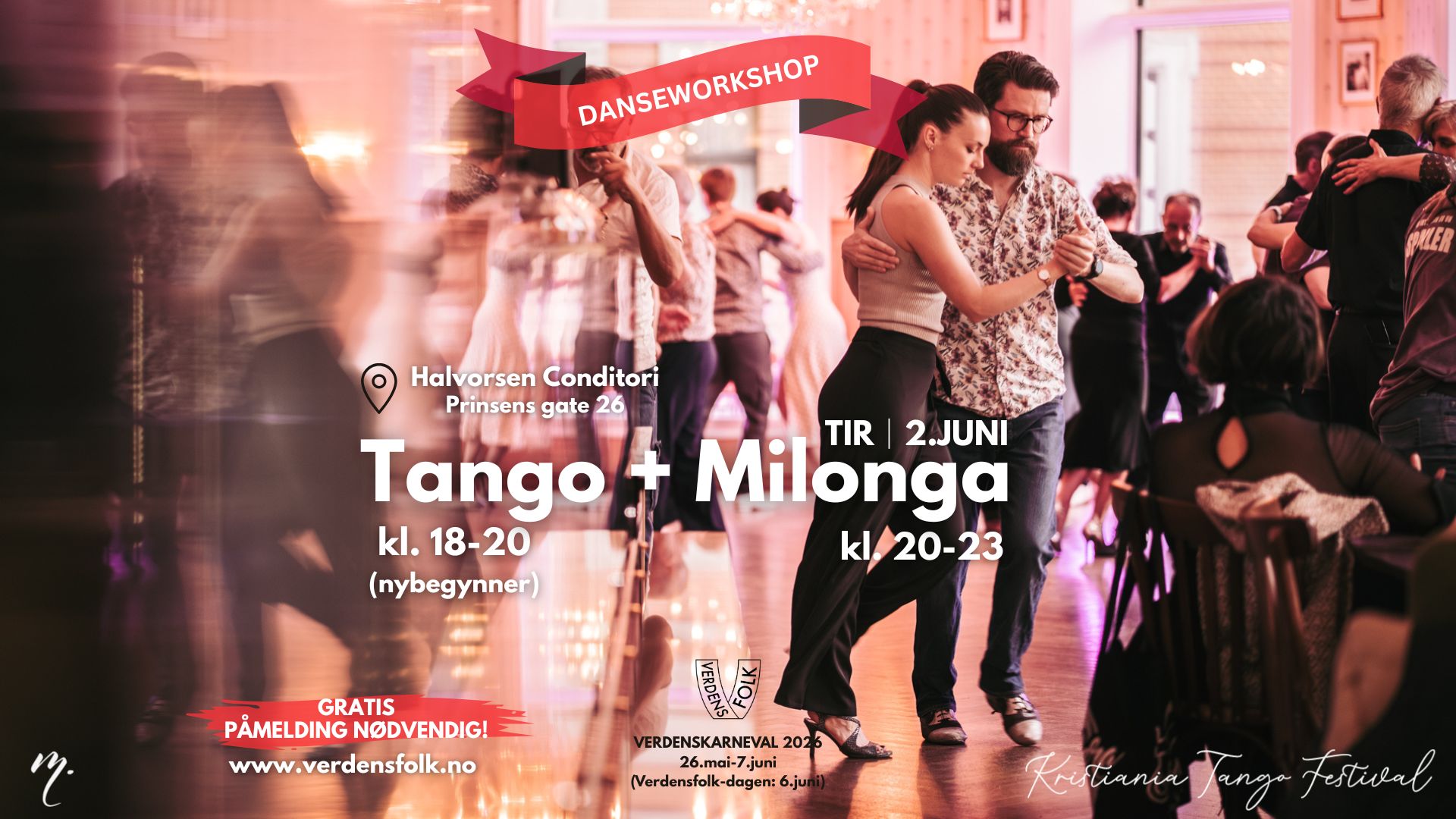 Verdenskarneval (danseworkshop): Tangokurs & Milonga 🇦🇷