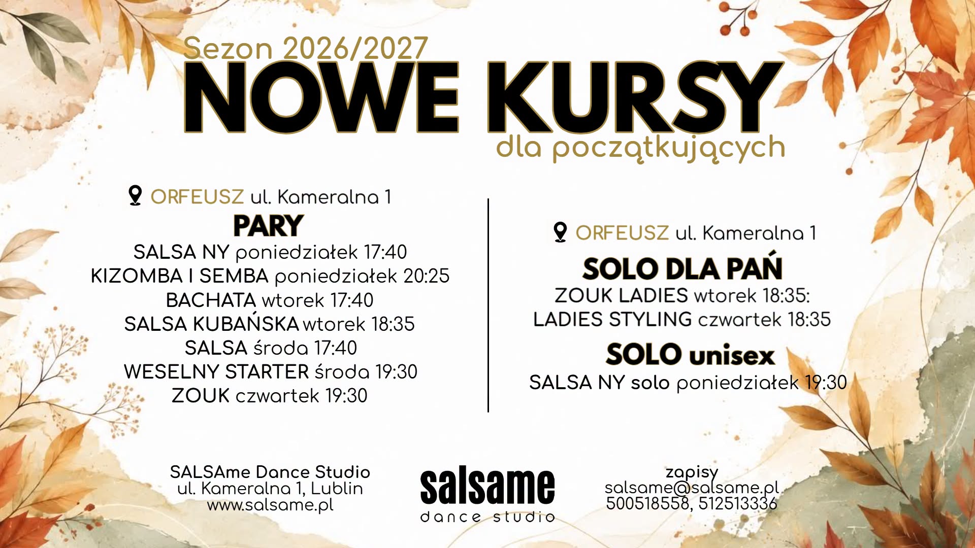 ⭐ Nowy sezon 2026 2027 - nowe kursy w SALSAme ⭐