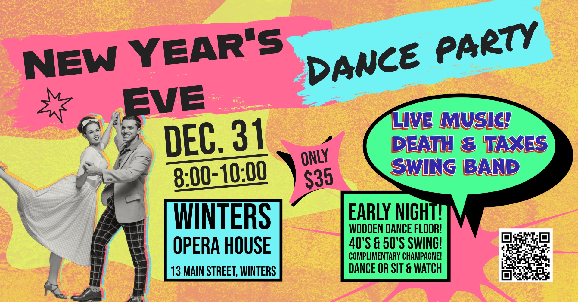 New Year’s Eve at Winters Opera House with the Death and Taxes Swing Band