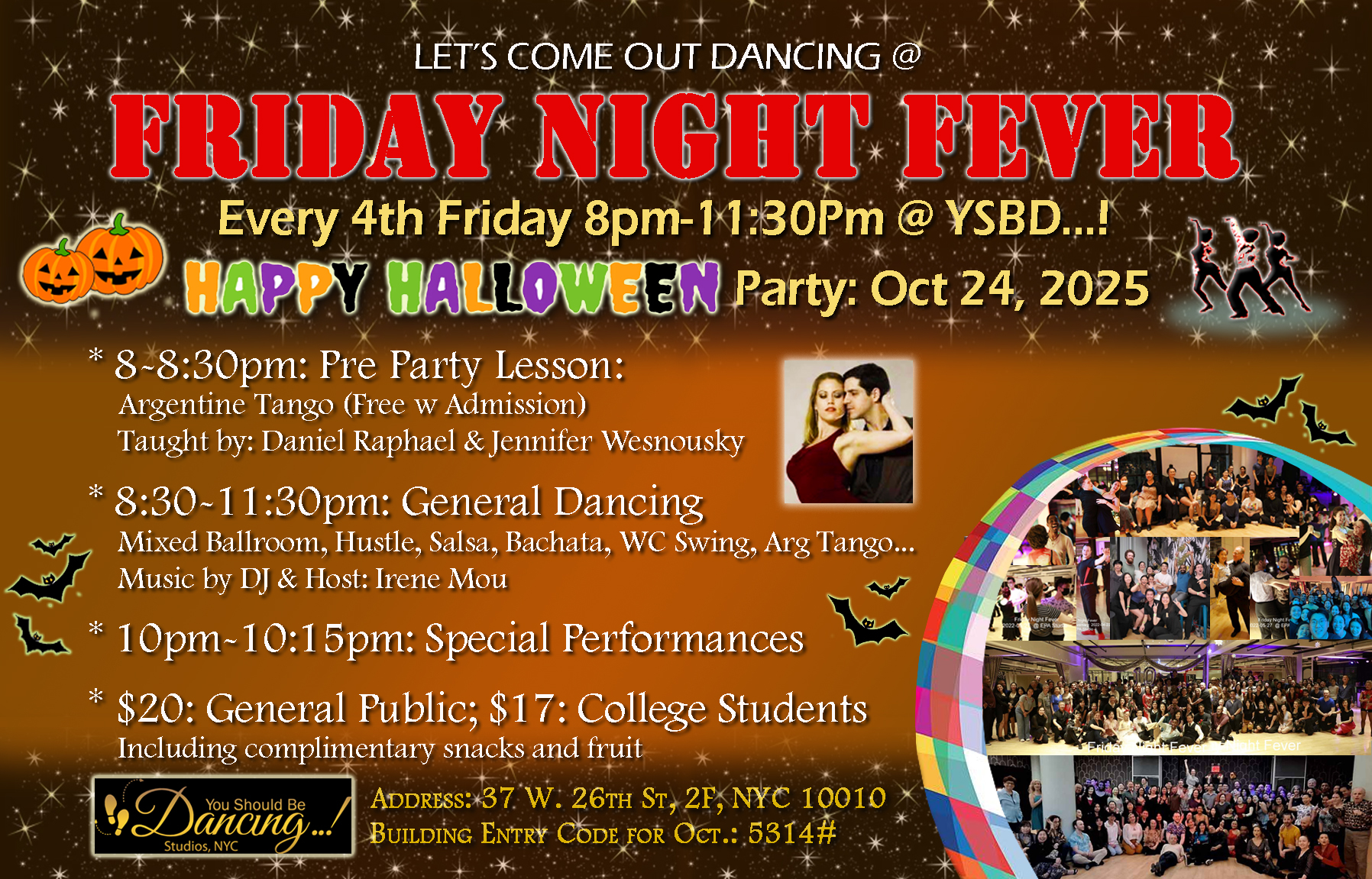 Oct 24 Friday Night Fever HAPPY HALLOWEEN Mixed Ballroom Party @ You Should Be Dancing...!