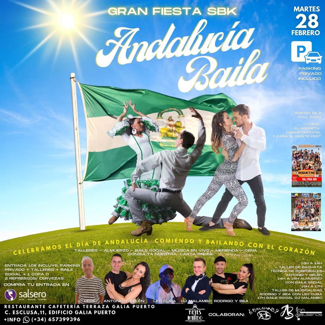 GRAN FIESTA SBK ANDALUCÍA BAILA EN RESTAURANTE CAFETERÍA TERRAZA GALIA PUERTO