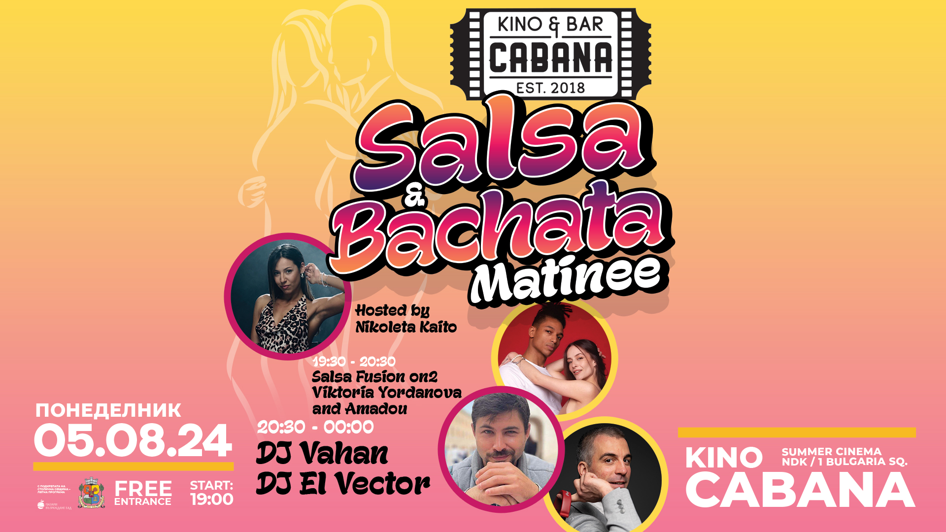 SALSA & BACHATA Matinee Party - 5 August 2024 - Kino Cabana