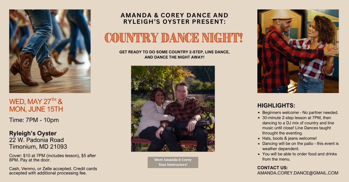 Country Dance Night with Amanda & Corey at Ryleigh's Oyster