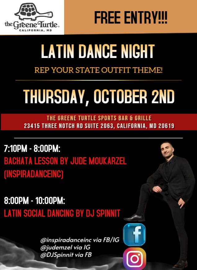 Rep your State Outfit! (Latin Dance Night) at The Greene Turtle in California, MD