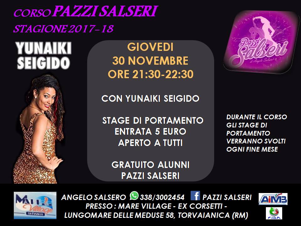 STAGE Ore 20:30-22:30 Base Ritmica E Stage Di Port. con Yunaiki