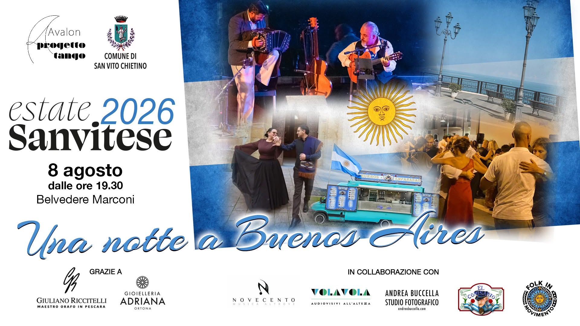 Una notte a Buenos Aires - musica dal vivo - street tango - folk - food