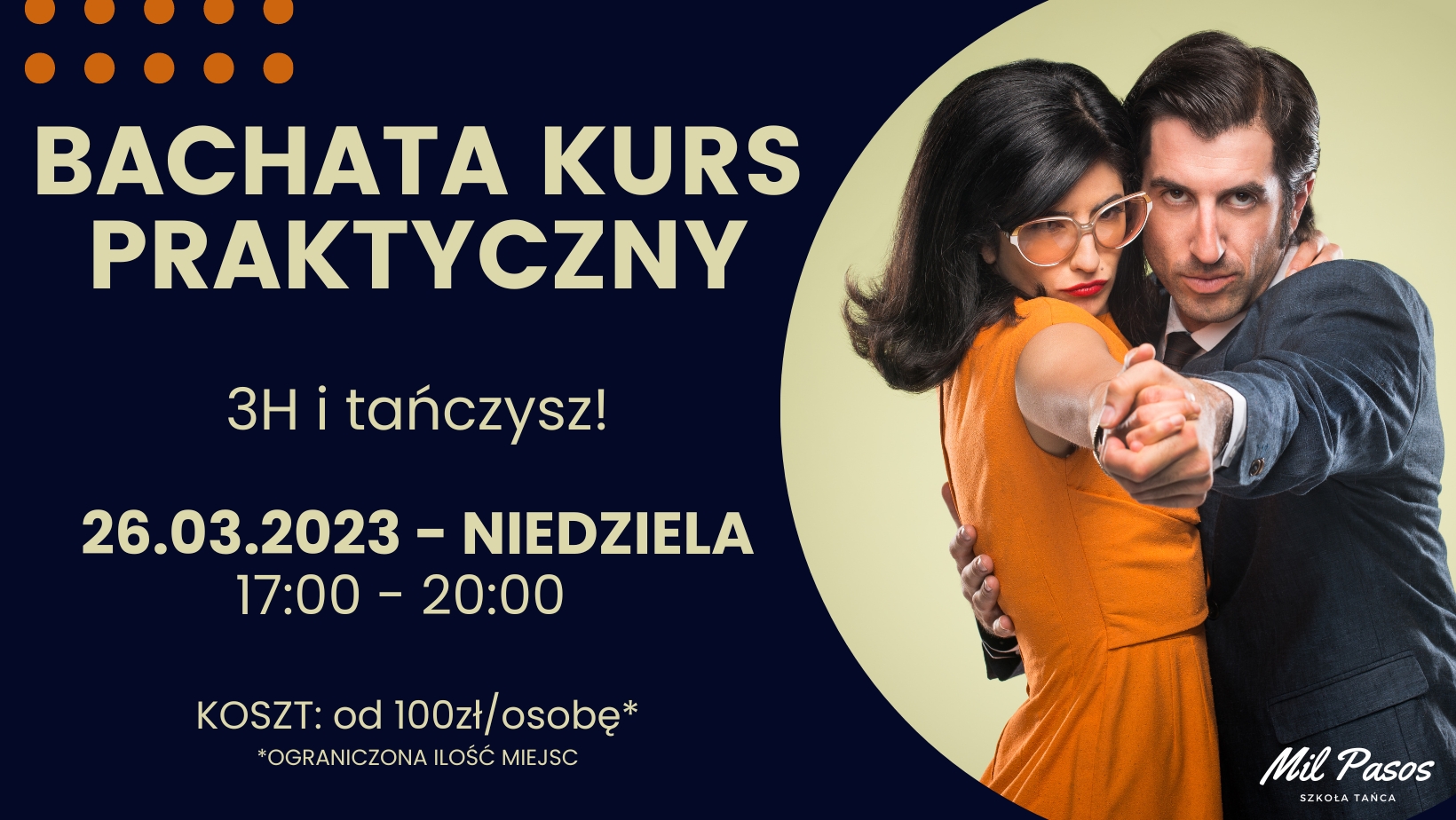 Bachata Kurs Praktyczny - NIEDZIELA 26.03.23 - 3H i tańczysz! CRASH COURSE