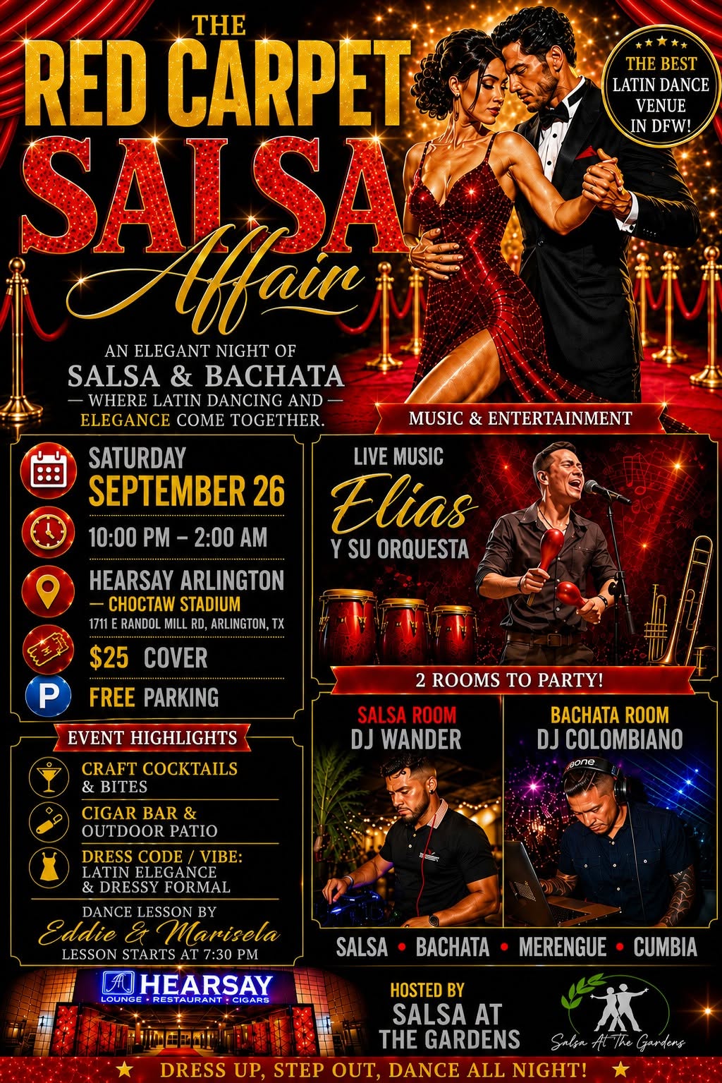 The Red Carpet Salsa Affair - Hearsay Arlington