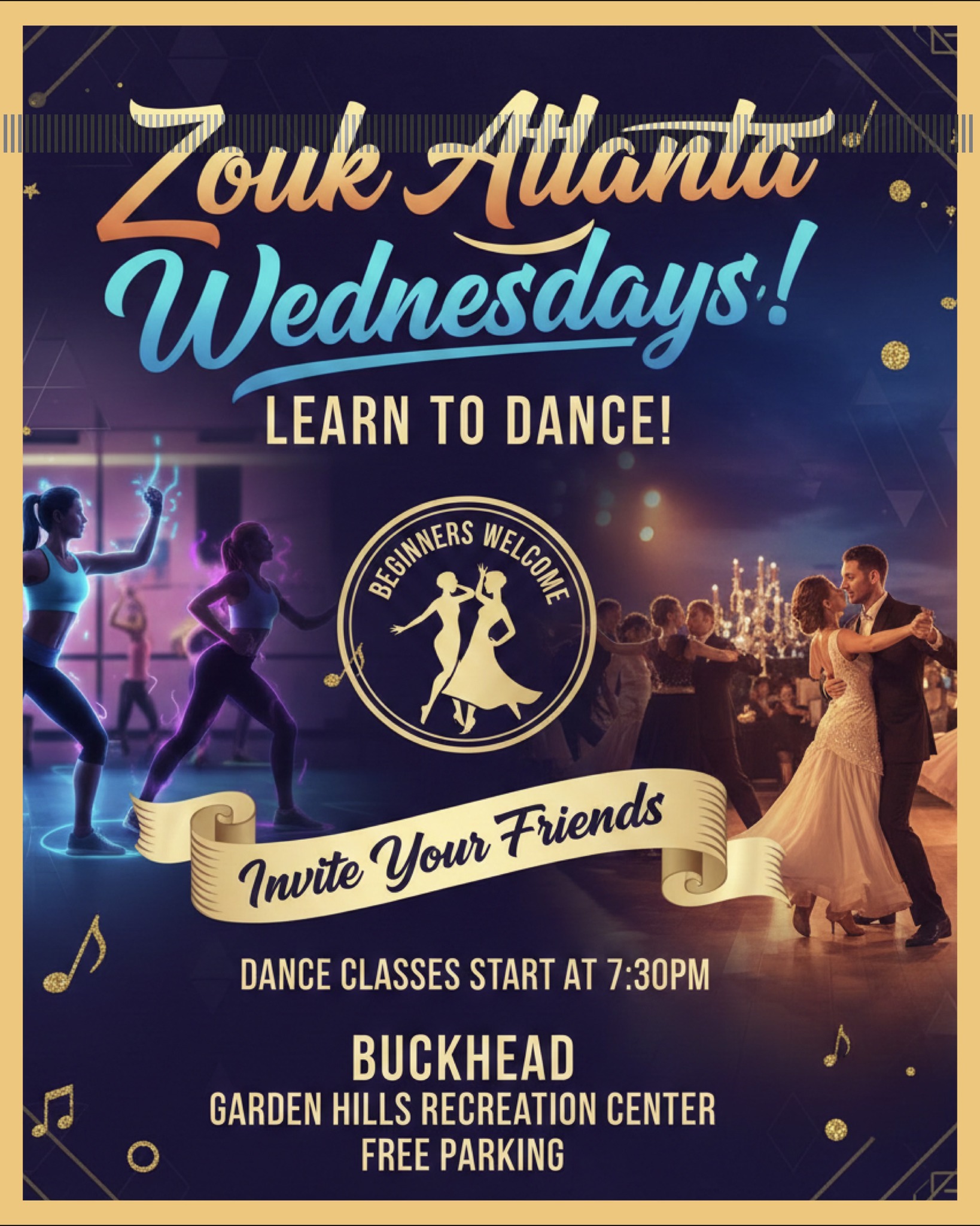 Learn to Dance at Zouk Atlanta! Buckhead Brazilian Zouk Classes & Party Beginner ↗️ Advanced ❤️