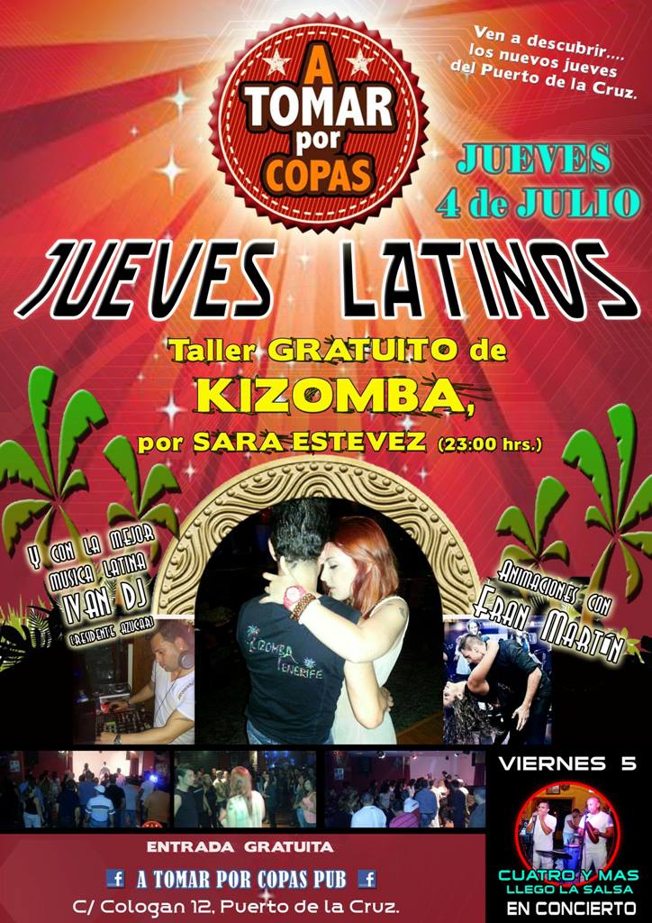 JUEVES LATINOS, Taller GRATUITO de KIZOMBA, por Sara Estevez. (23:00 hrs.)