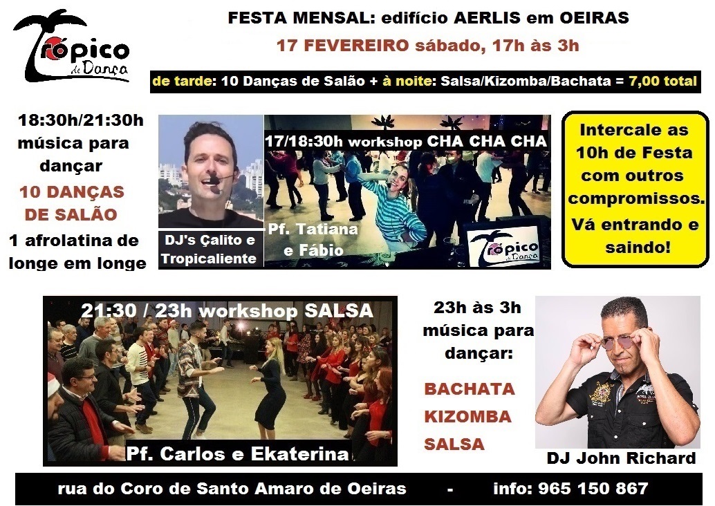 Festa mensal está de volta! 10 Danças Salão de tarde e Afrolatinas á noite