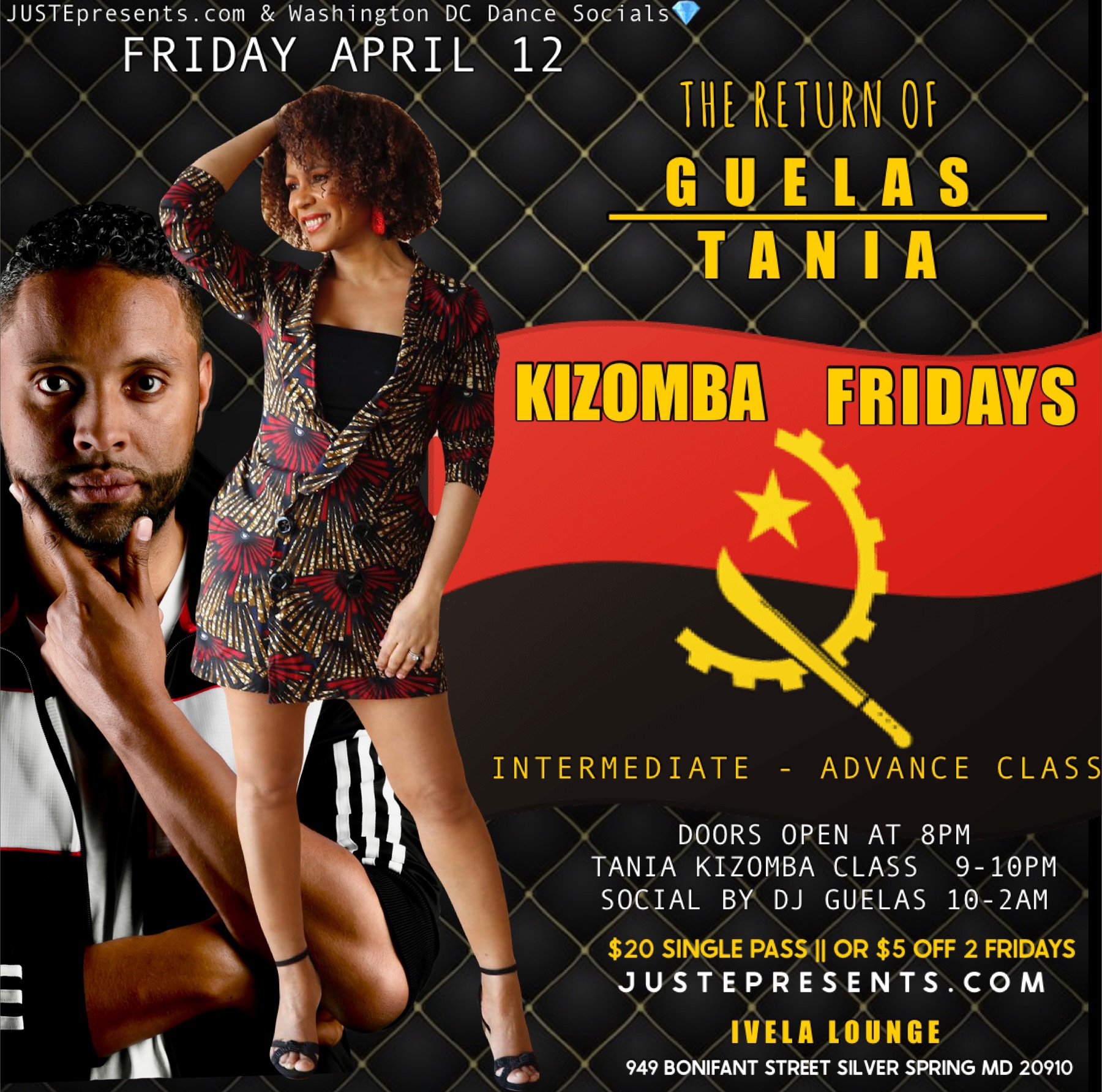 KIZOMBA FRIDAYS🇦🇴::TANIA’S INTERMADIATE ADVANCE CLASS+DJ GUELAS 🇨🇻
