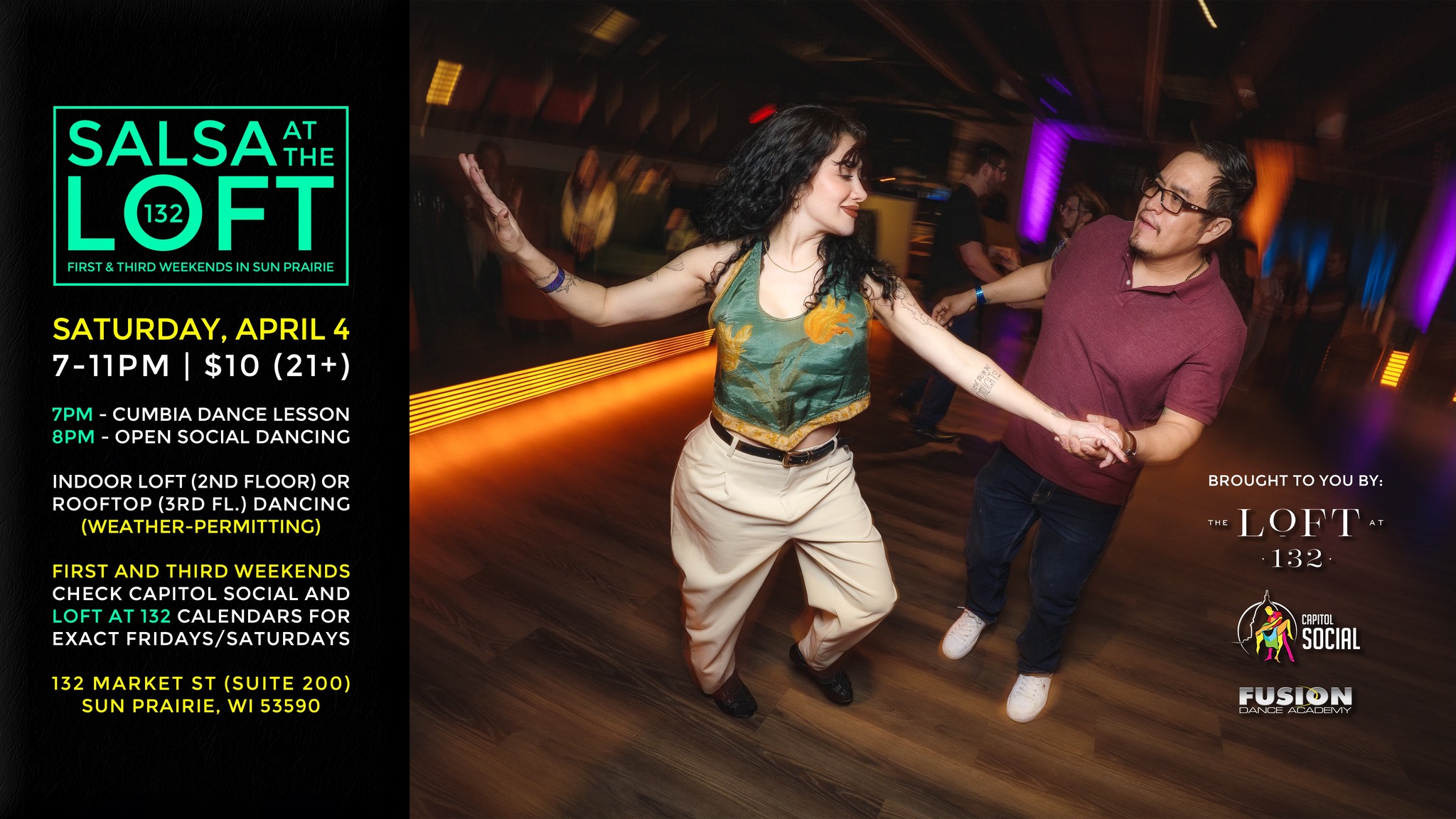 SATURDAY Salsa @ The Loft At 132 (4 04 26)