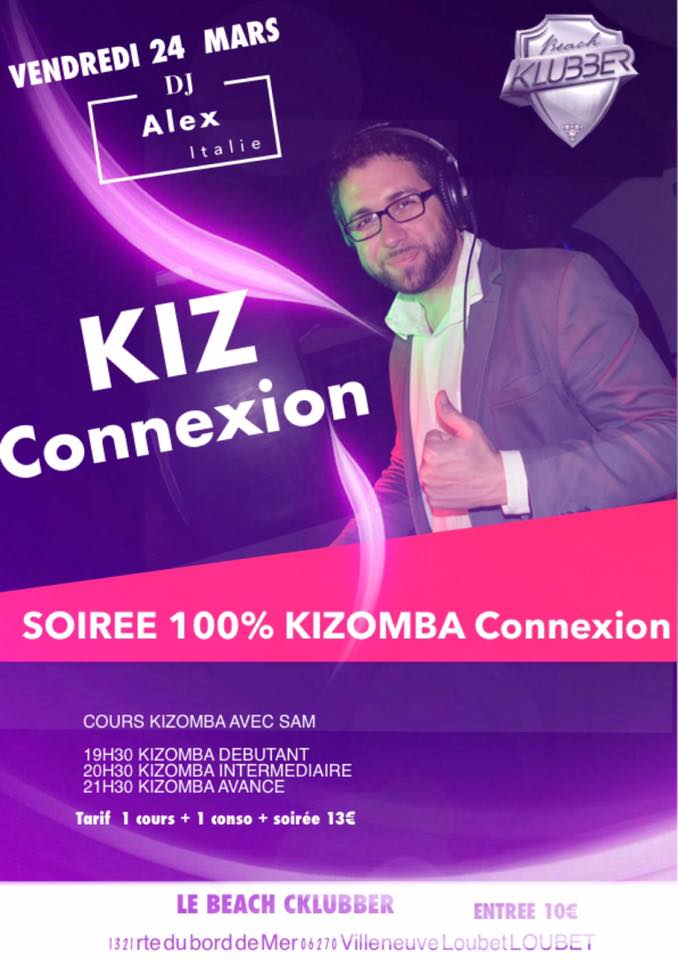 Soirée Kizomba Connexion vendredi 24 Mars au Beach Cklubber