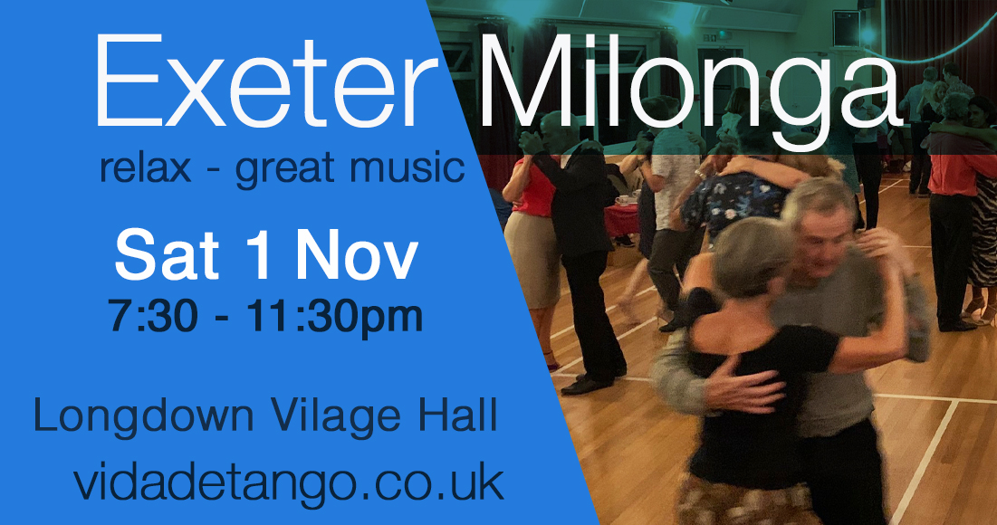 Exeter Milonga, Sat 5 Sept Longdown Village hall