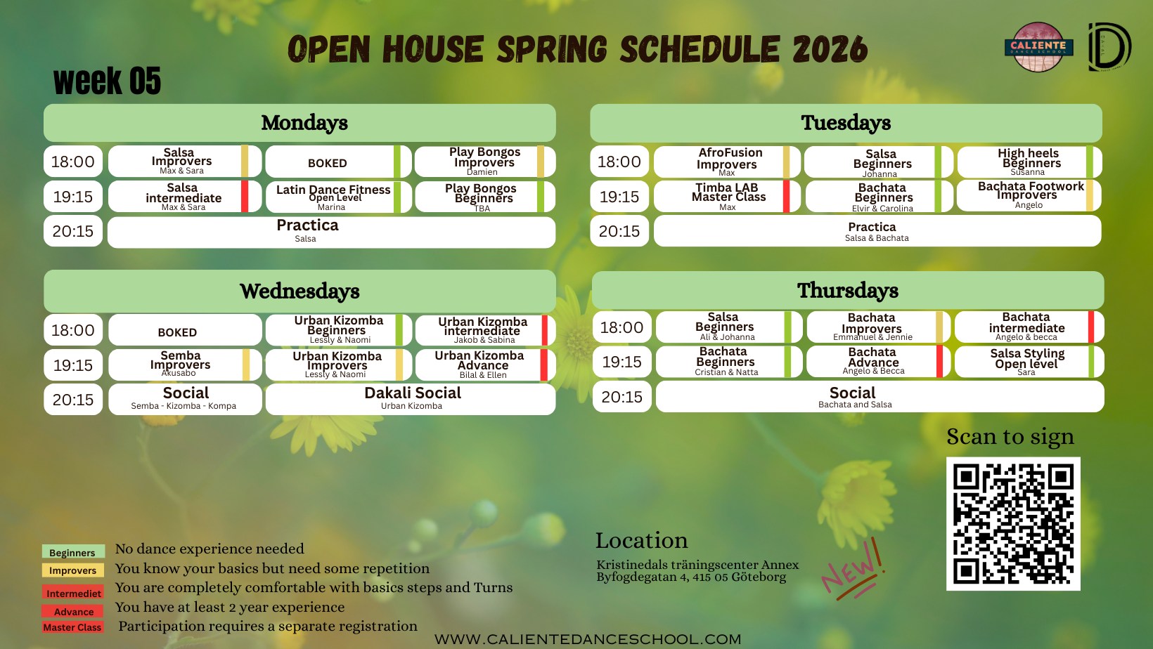 Caliente Spring Schedule 2026