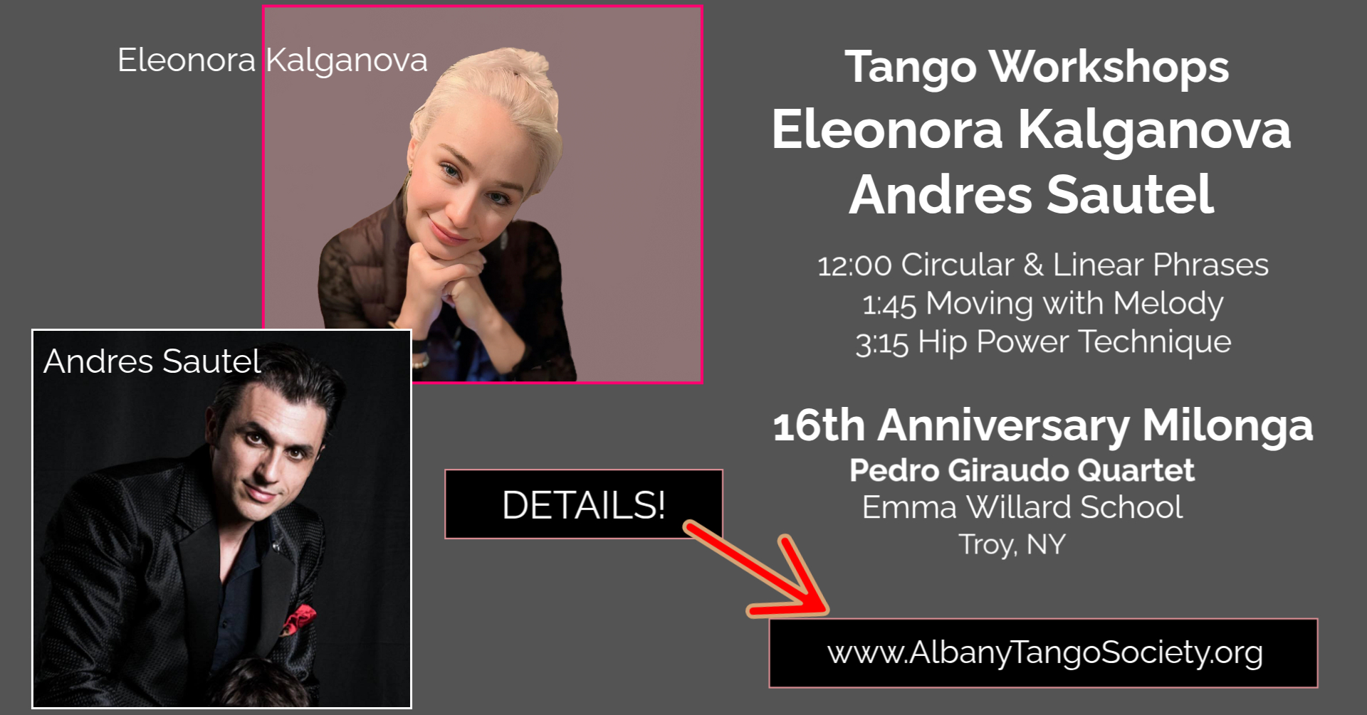 Tango Workshops Eleonora Kalganova, Andres Sautel