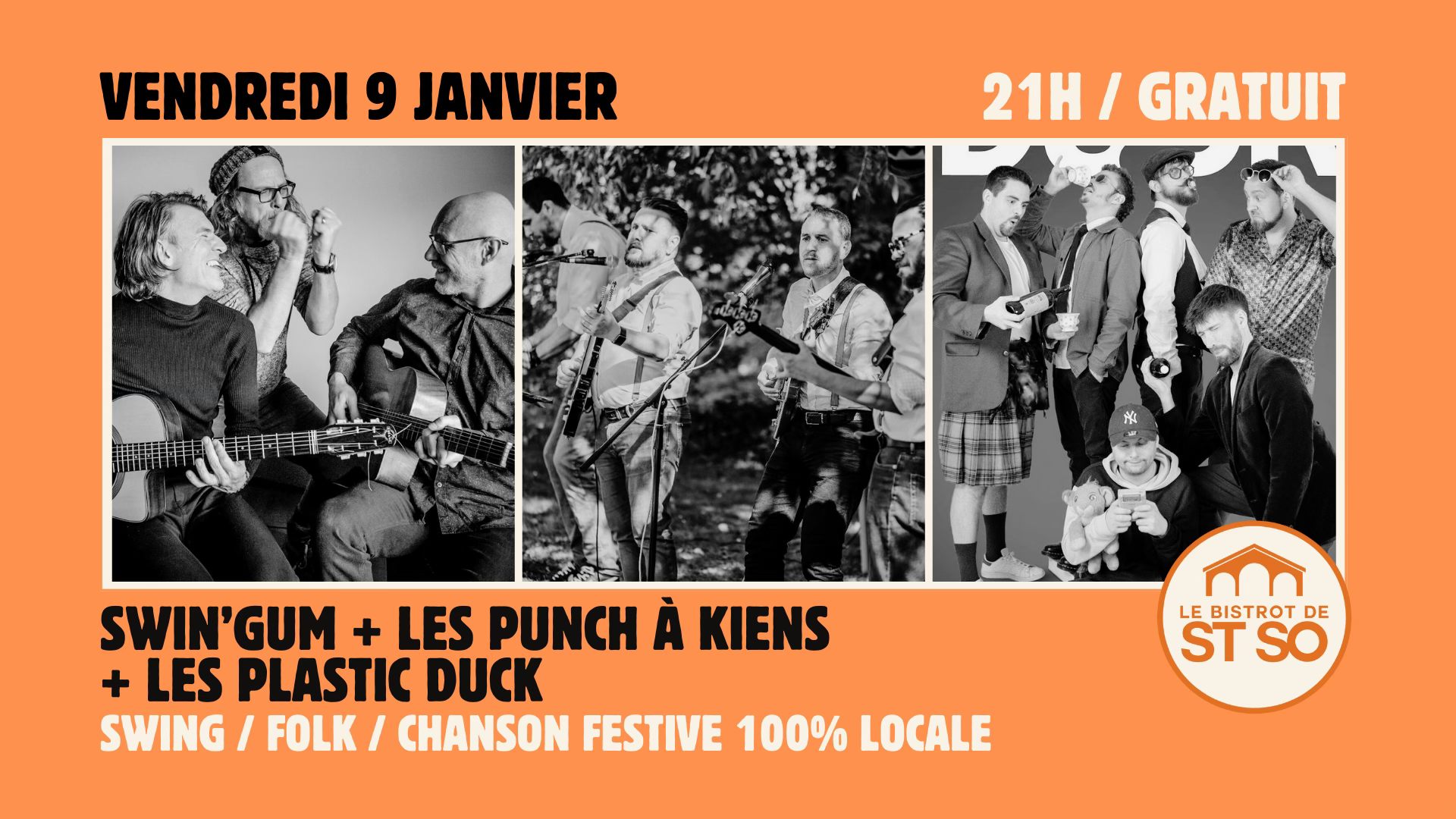 🎙️ SWIN'GUM + LES PUNCH À KIENS + LES PLASTIC DUCK 🎙️ GRATUIT