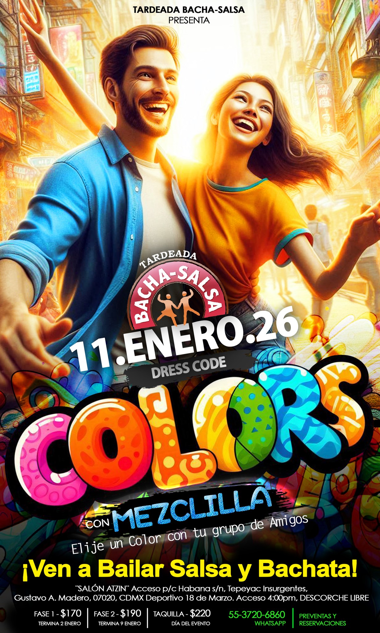Tardeada Bacha-Salsa COLORES con MEZCLILLA 11 de Enero
