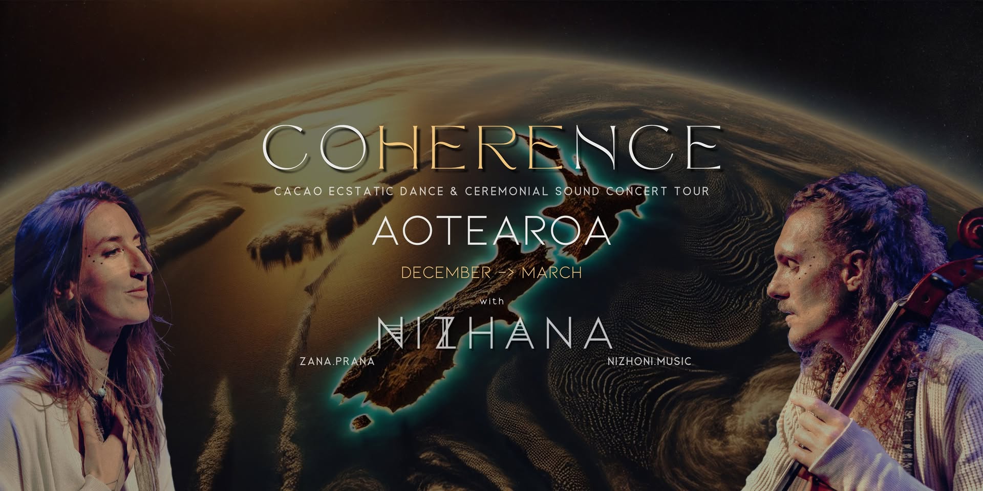 COHERENCE TOUR ─ Cacao Ecstatic Dance & Ceremonial Concert New Zealand with NIZHANA