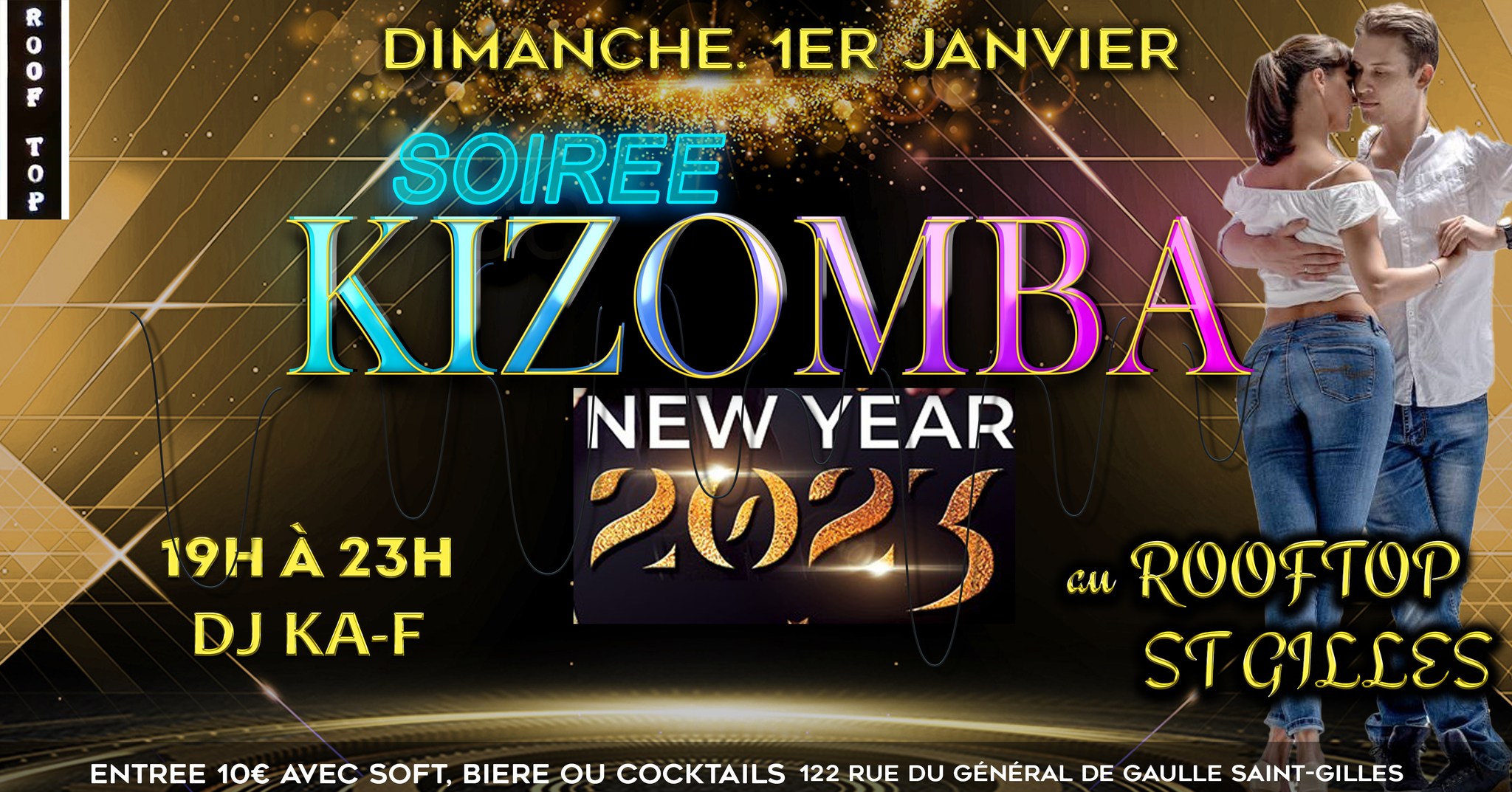 Soirée Kizomba 2023 au Rooftop Dimanche 1 JANV. de 19h à 23h avec DJ KA-F
