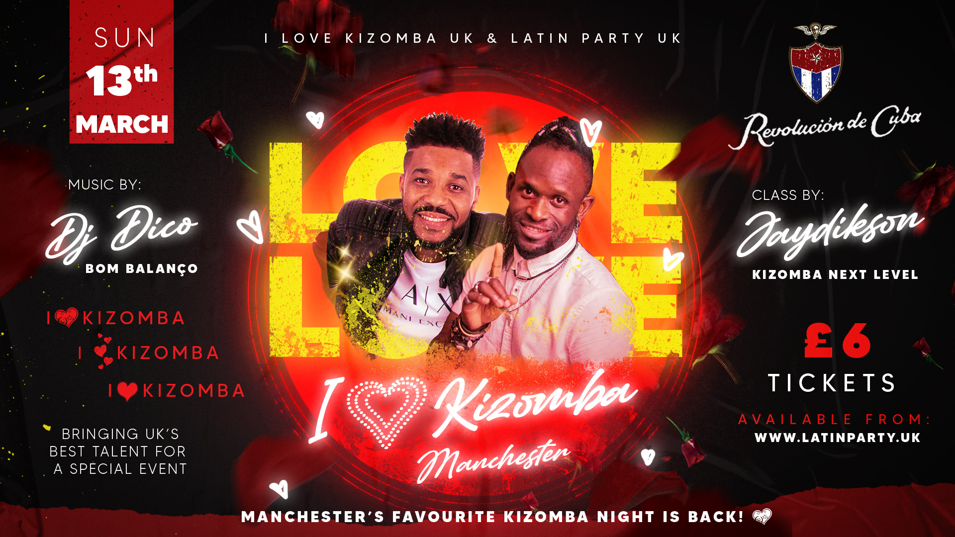 I Love Kizomba Manchester Sunday 13th March - Revolucion de Cuba