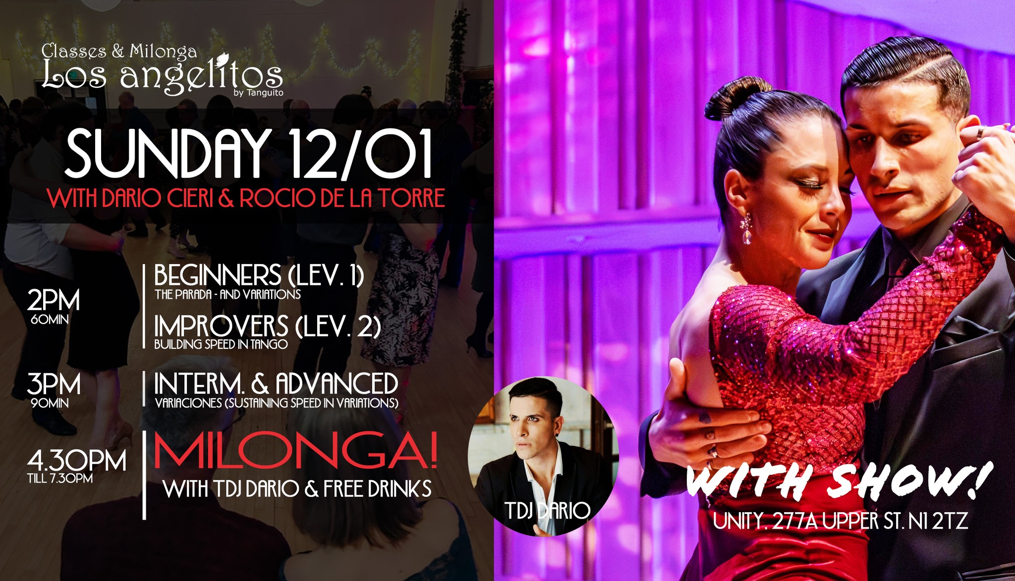 12 01 Los Angelitos with Dario y Rocio's Variaciones, Milonga with TDJ Dario & SHOW!