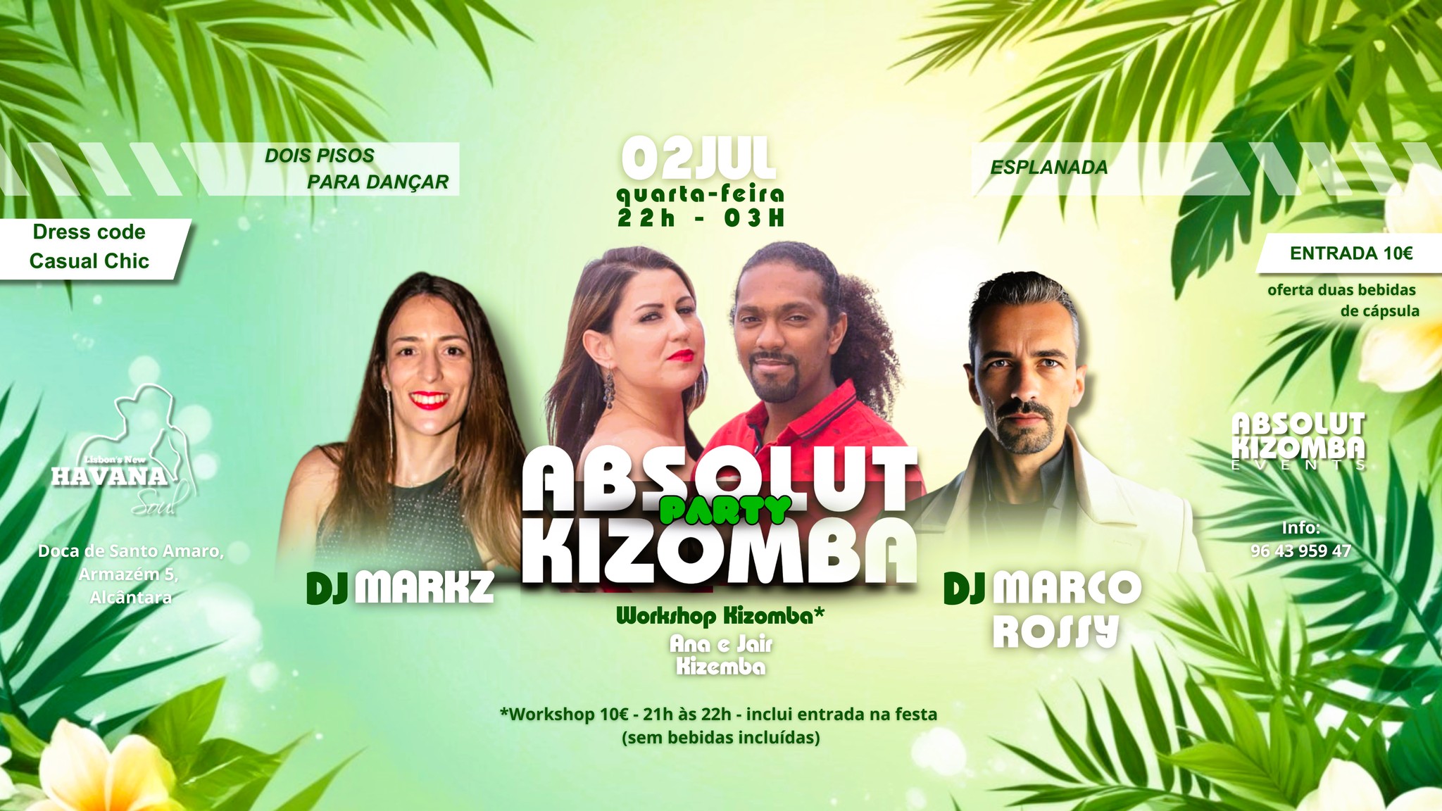 Quarta-Feira - Absolut Kizomba Party! @ HAVANA! - 02.JUL! - Antes da Festa Workshop!