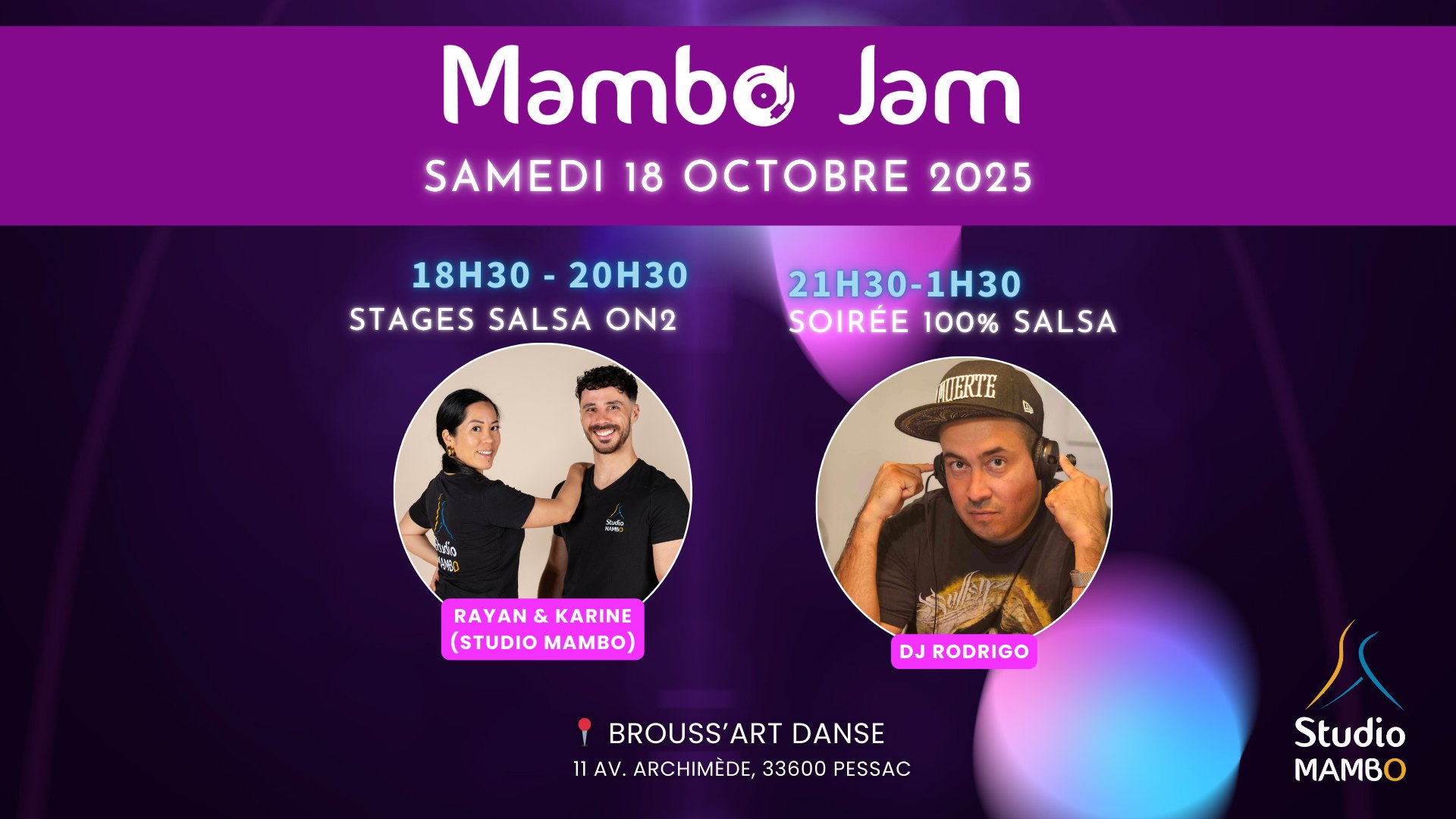Mambo Jam (Octobre) - 2 Stages Salsa avec Rayan & Karine + Soirée 100% Salsa avec DJ Rodrigo