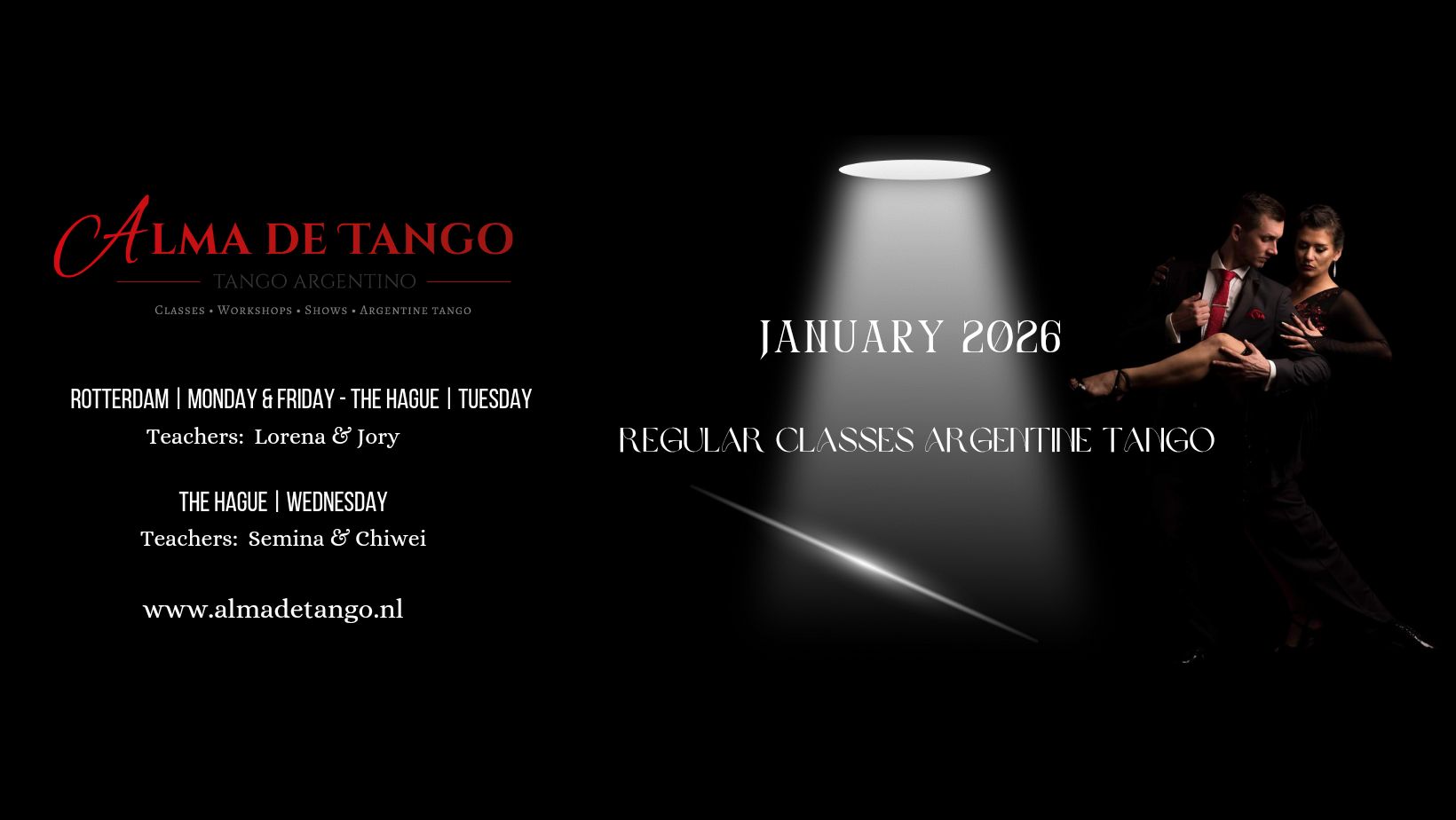 Regular classes Argentine Tango at Alma de Tango Rotterdam & The Hague,