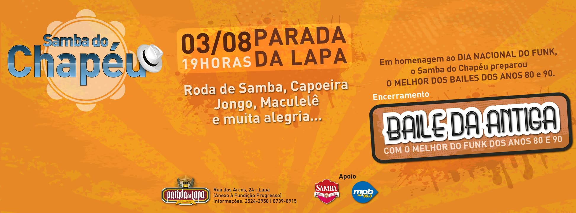 Sáb :: 03 :: AGOSTO :: SAMBA DO CHAPÉU no Parada da Lapa