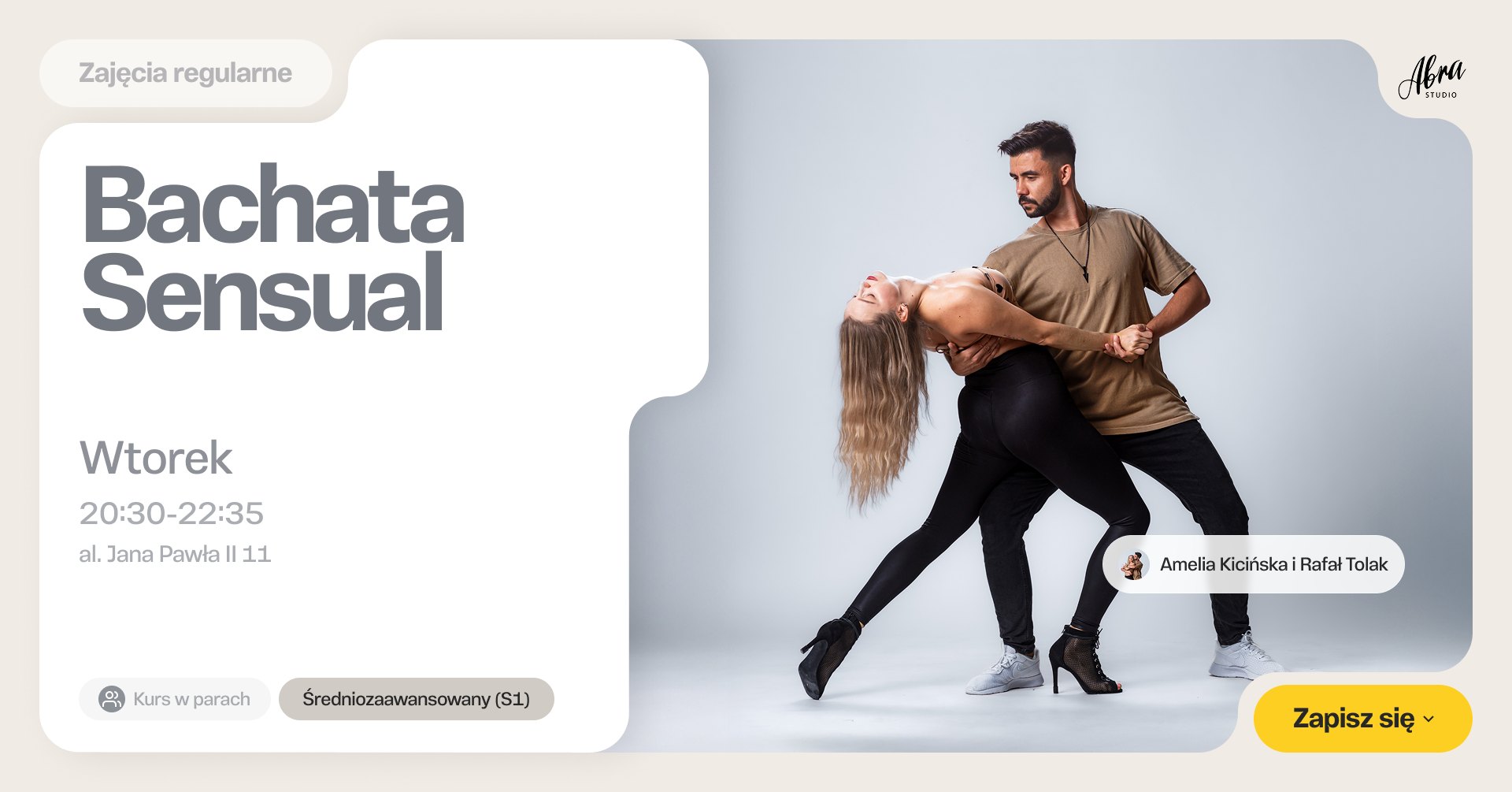 Bachata Sensual z Amelią & Rafałem poziom średniozaawansowany (S1)