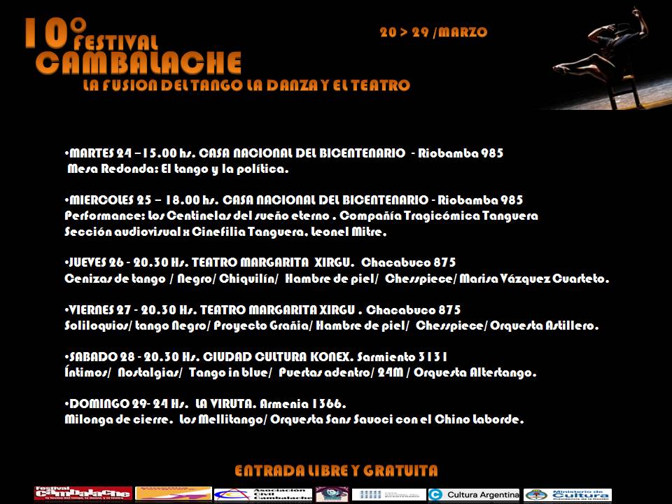 10° FESTIVAL CAMBALACHE. La fusión del tango, la danza y el teatro.