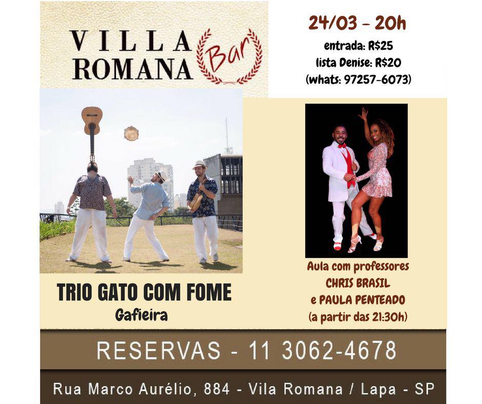 Trio Gato com Fome + aula de Chris Brasil e Paula Penteado