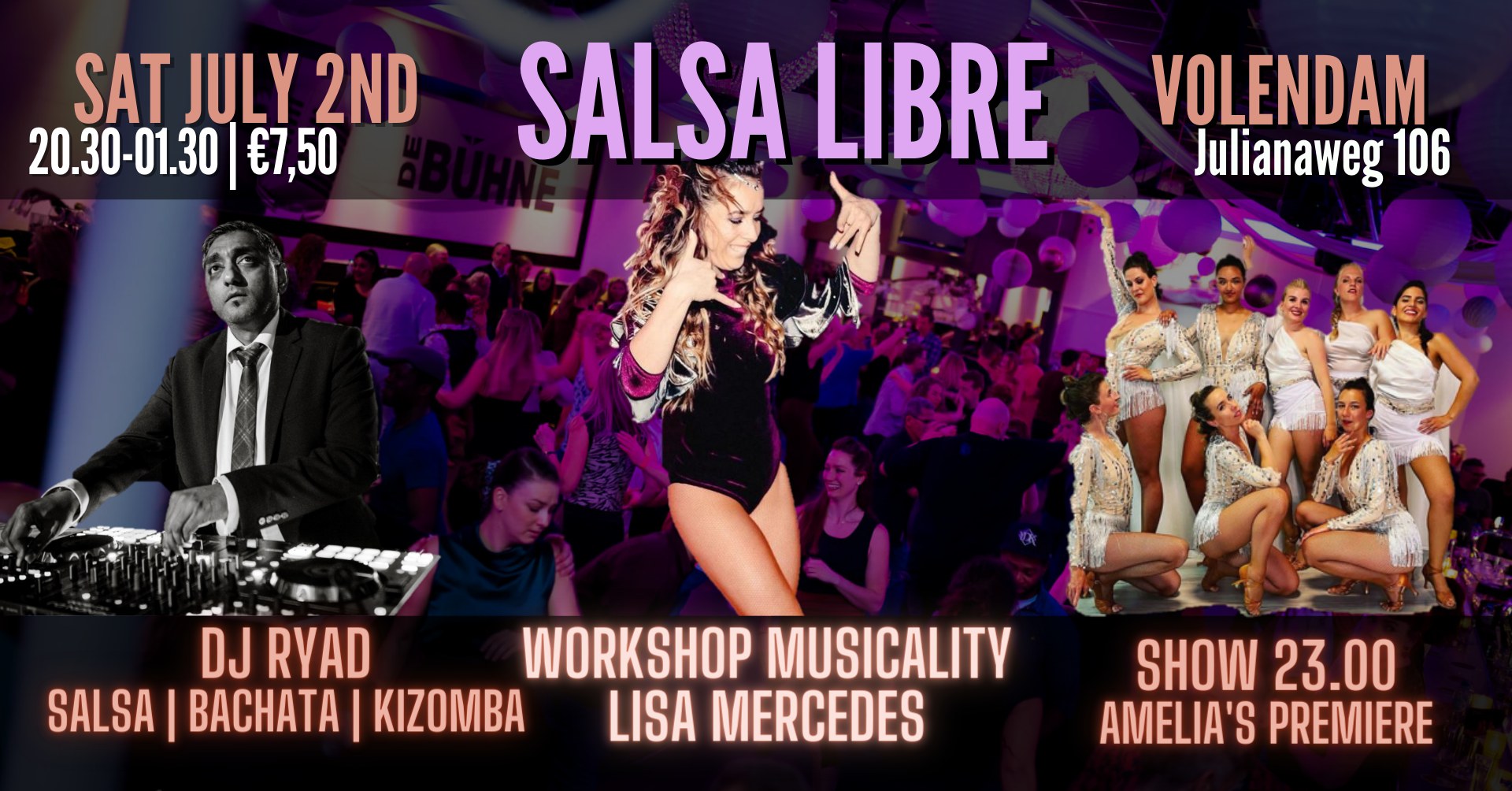 Salsa Libre July 2nd with DJ Ryad, Lisa Mercedes & Amelia's